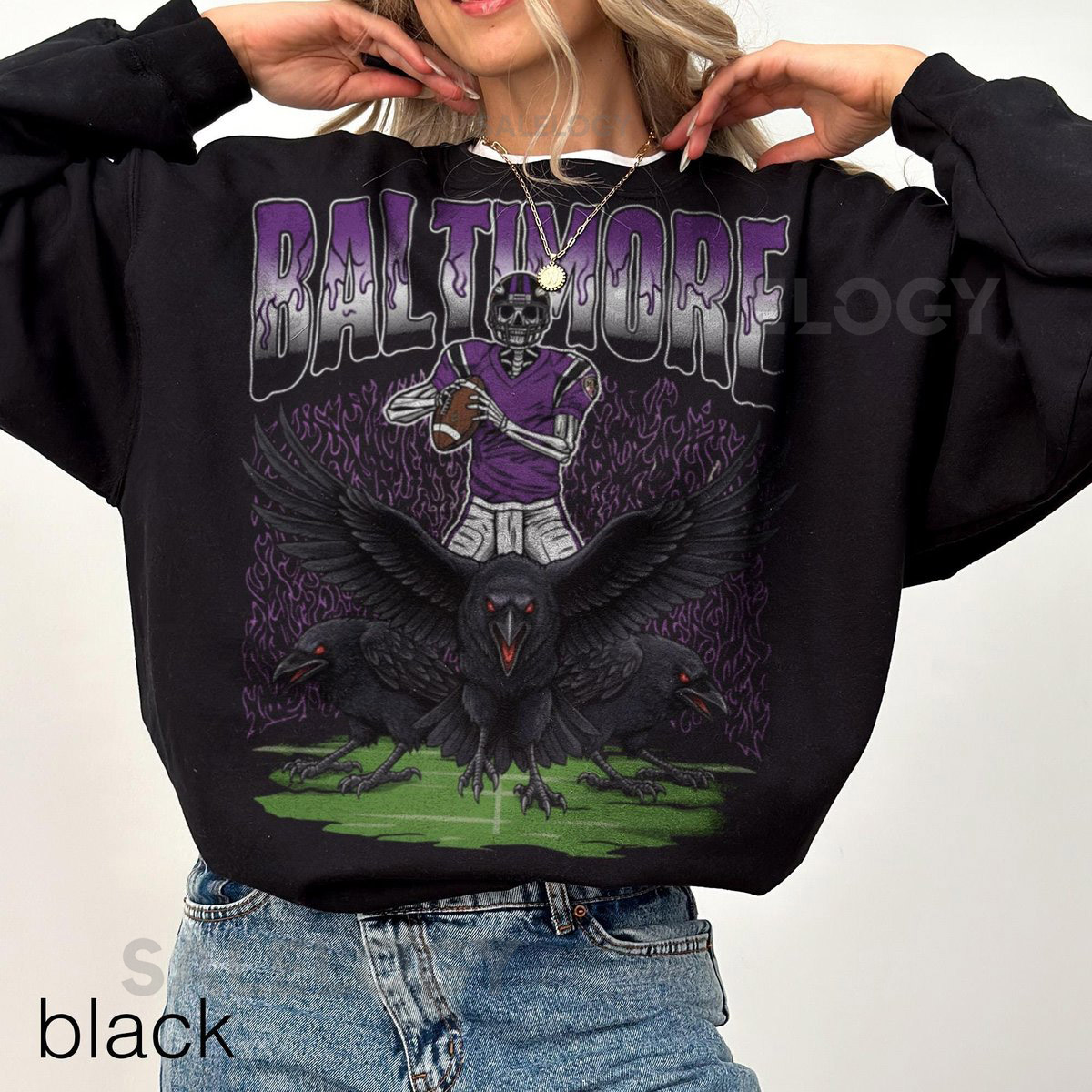Vintage Baltimore Ravens Football Sweatshirt Retro 90s Game Day Crewneck Old School Fan Pullover_990