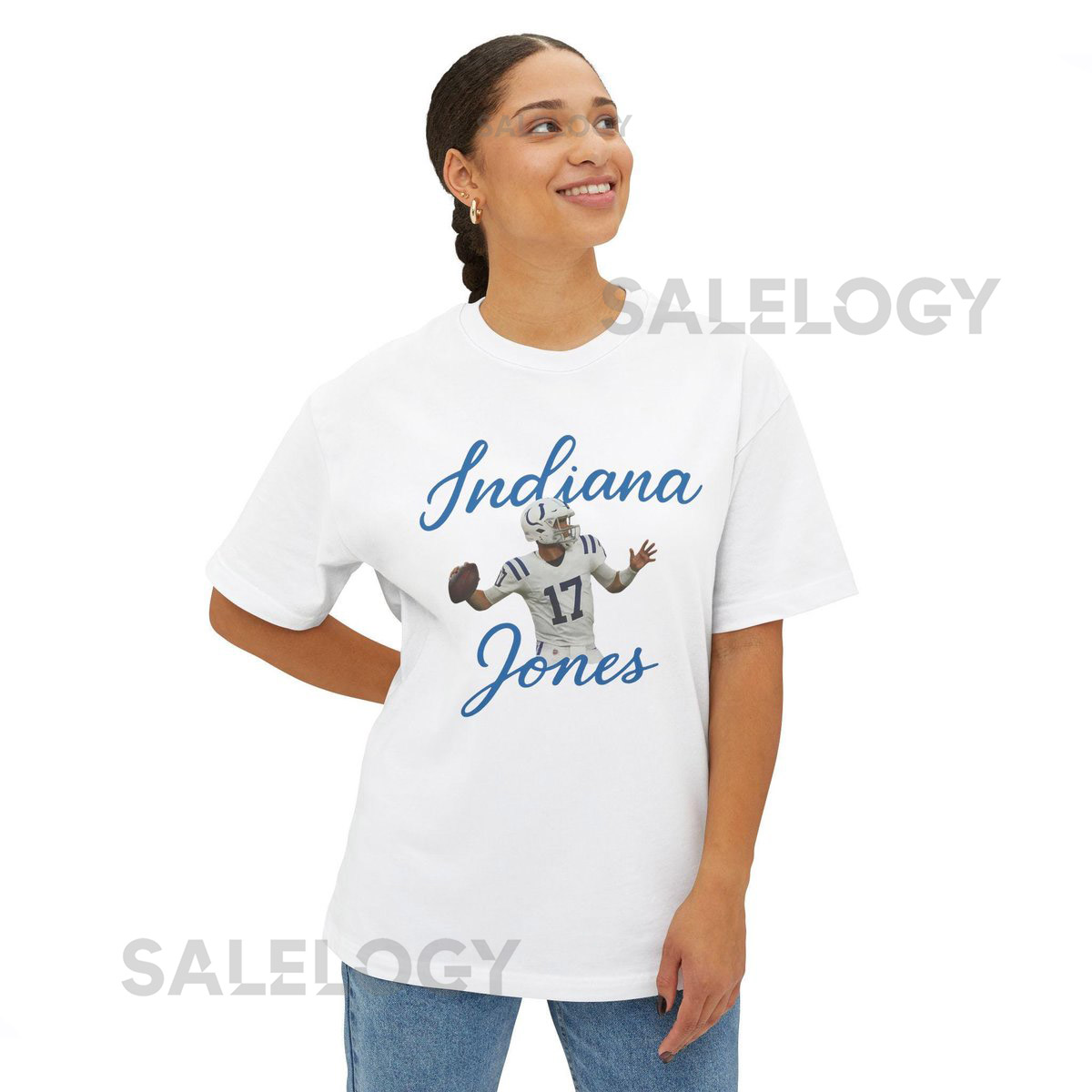 Womens Daniel Jones Indiana Colts Tee Unisex Box Tee Shirt Oversized Tshirt Gift Retro Sports Fan Top Football Memorabilia Ap_1045