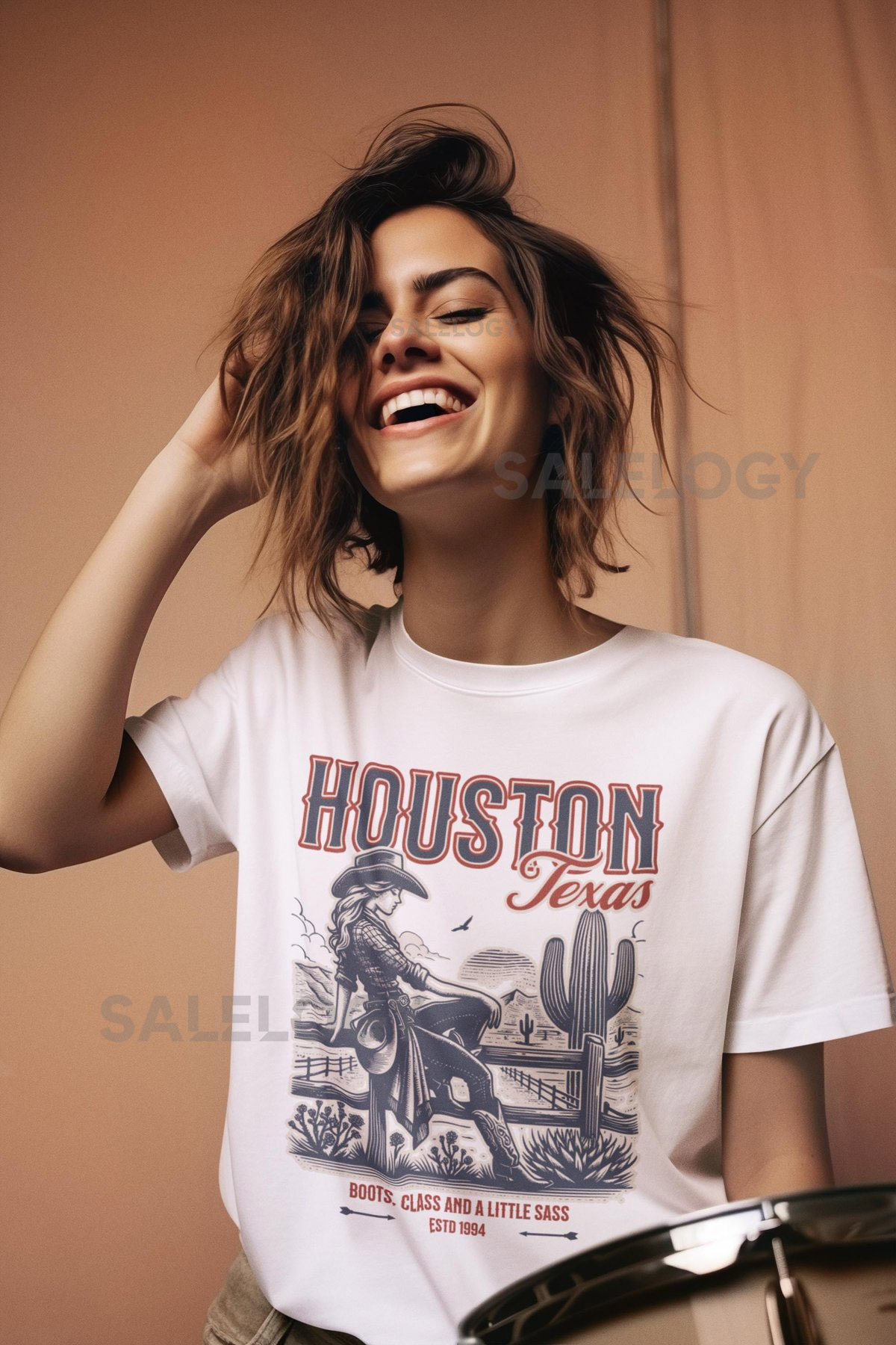 Houston Texas Cowgirl T-shirt Retro Western Graph_354