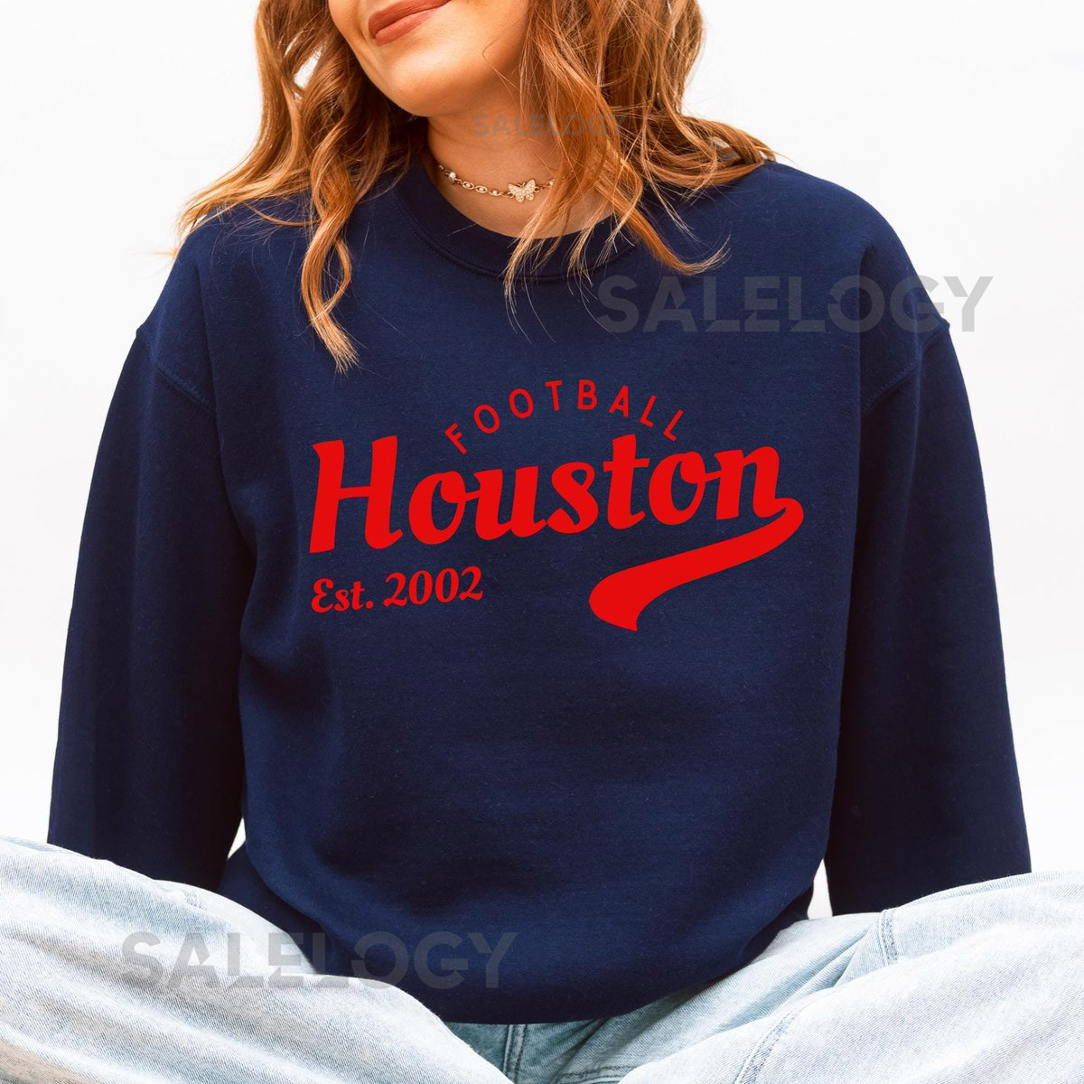 Houston Football Women Gameday Sweatshirt Gildan Crewneck GD18000 Oversized Football Pullover Tailgate Outfit Fall Sports Fa_277