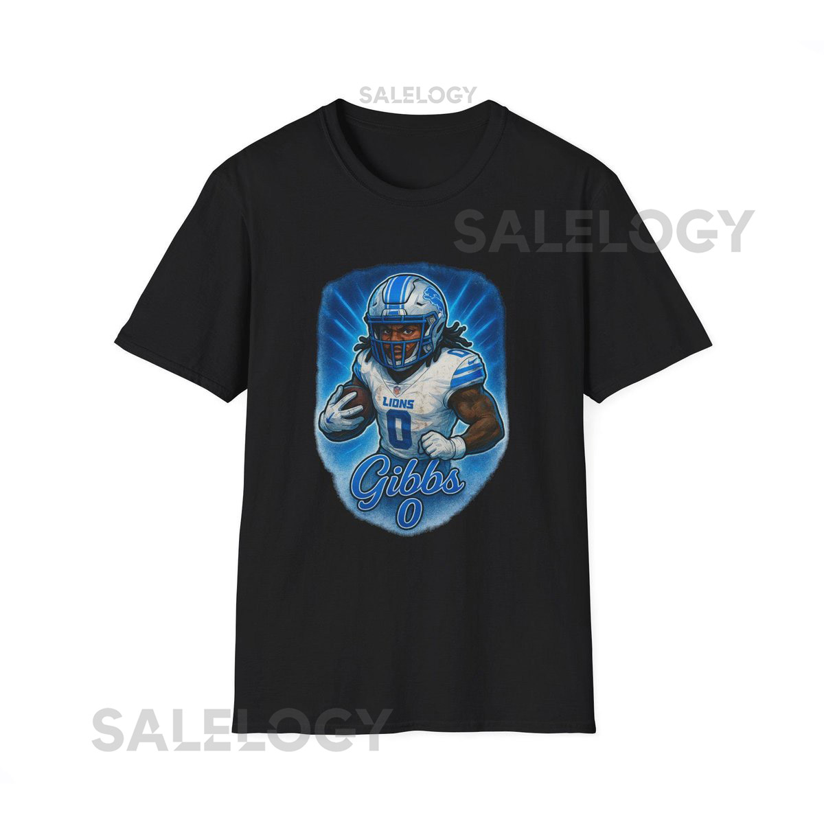 Jahmyr Gibbs Detroit Lions Caricature Unisex Softstyle T-Shirt Tee Shirt Football Fan Gift Sports Shirt Cowboys Apparel_517