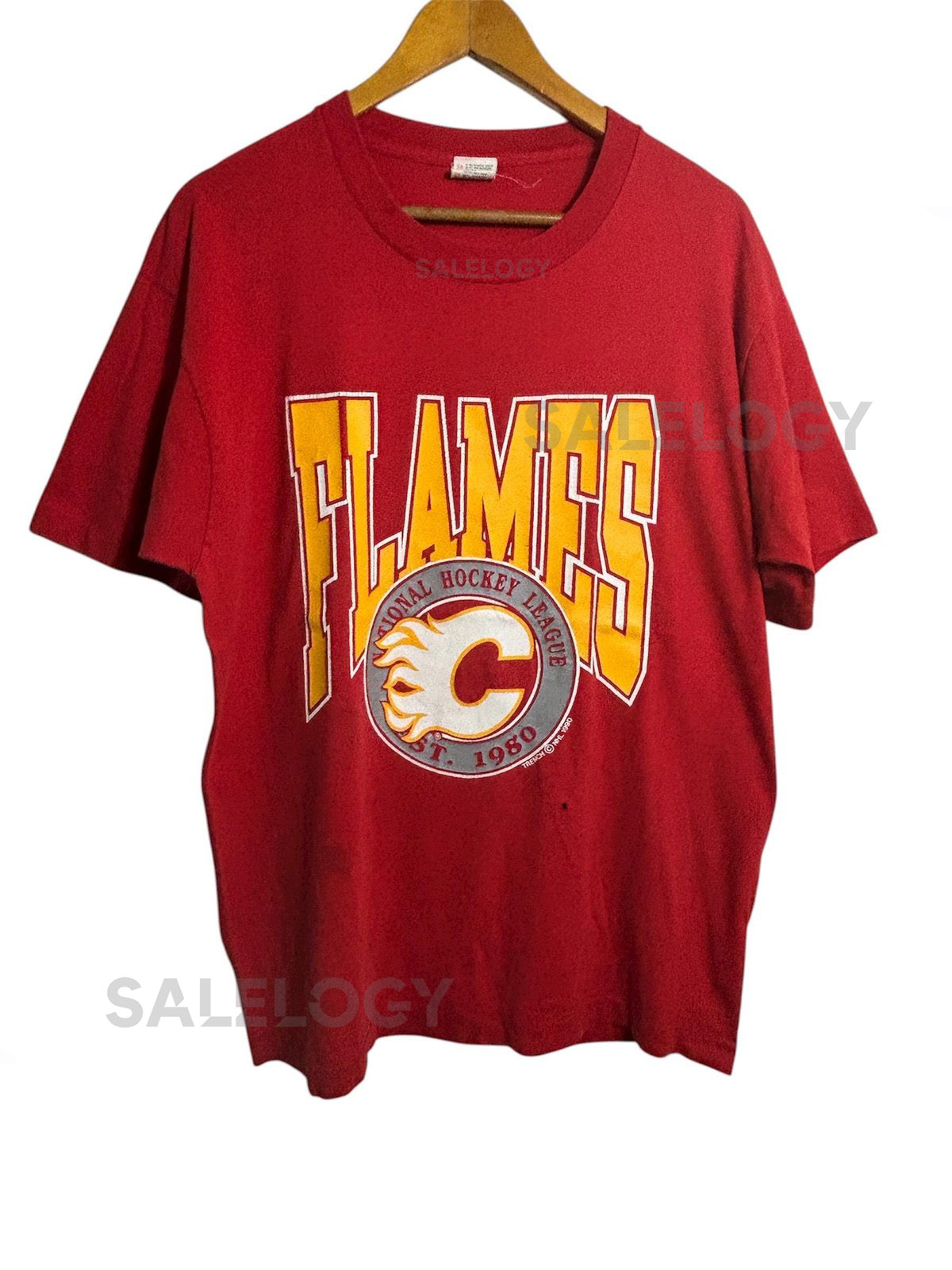 Vintage 90s Calgary Flames NHL Hockey Ice T Shirt XL Size_411