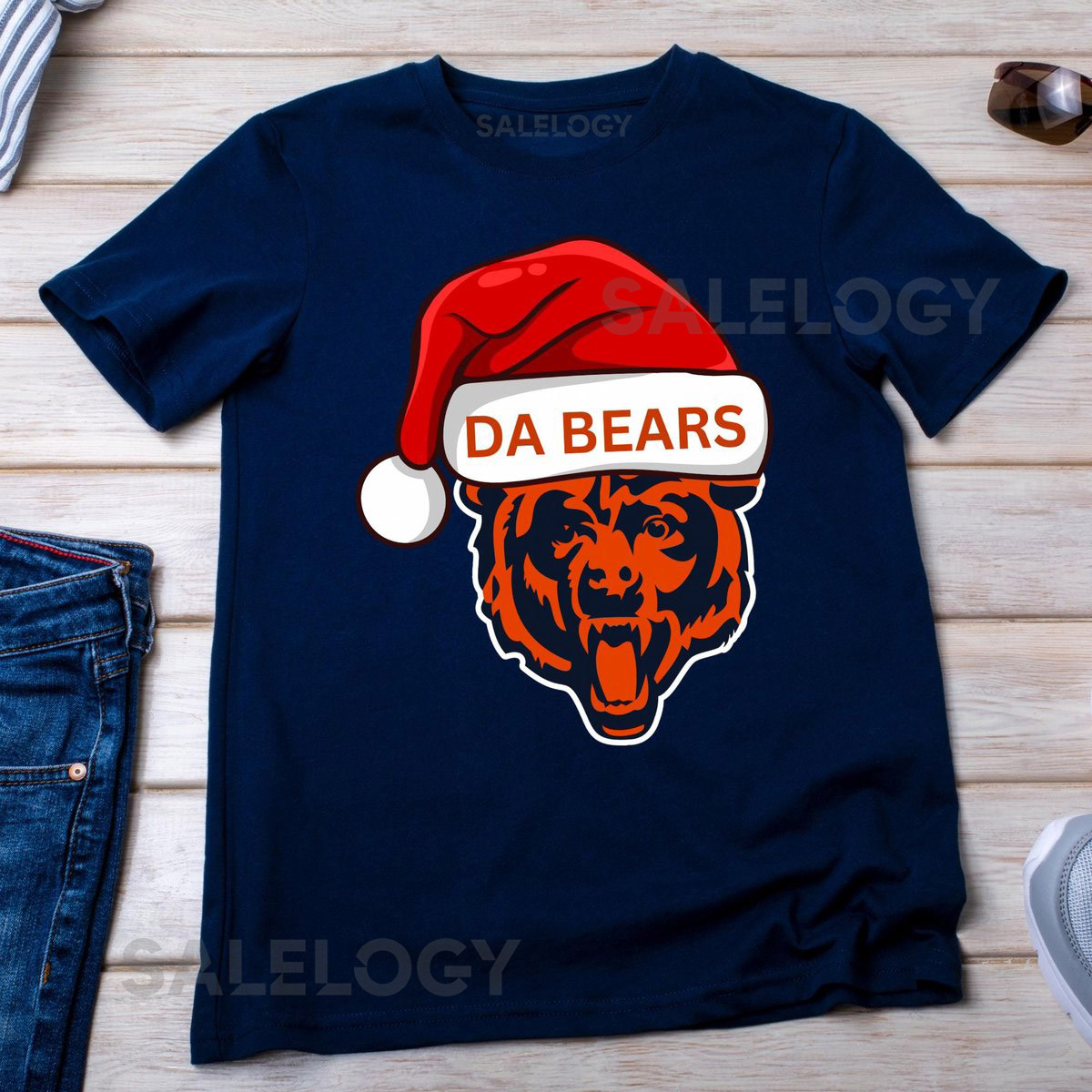 Chicago Football Santa Logo Shirt Bears Santa Logo shirt Christmas Football Logo Tee Chicago Football Christmas Shirt Bears Santa tee_460