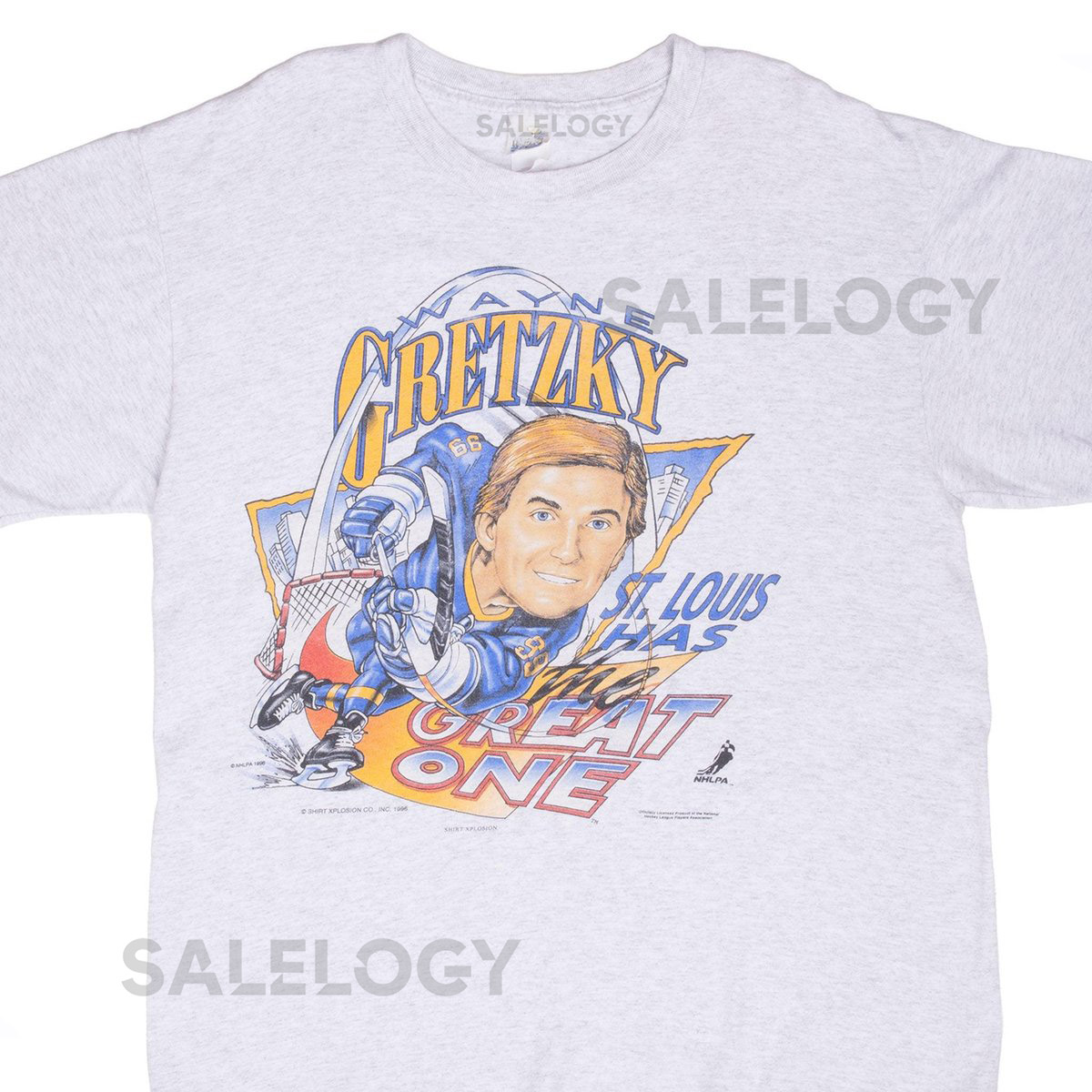 Vintage nike nhl st louis blues wayne gretzki tee shirt 1996 xl made in usa_753