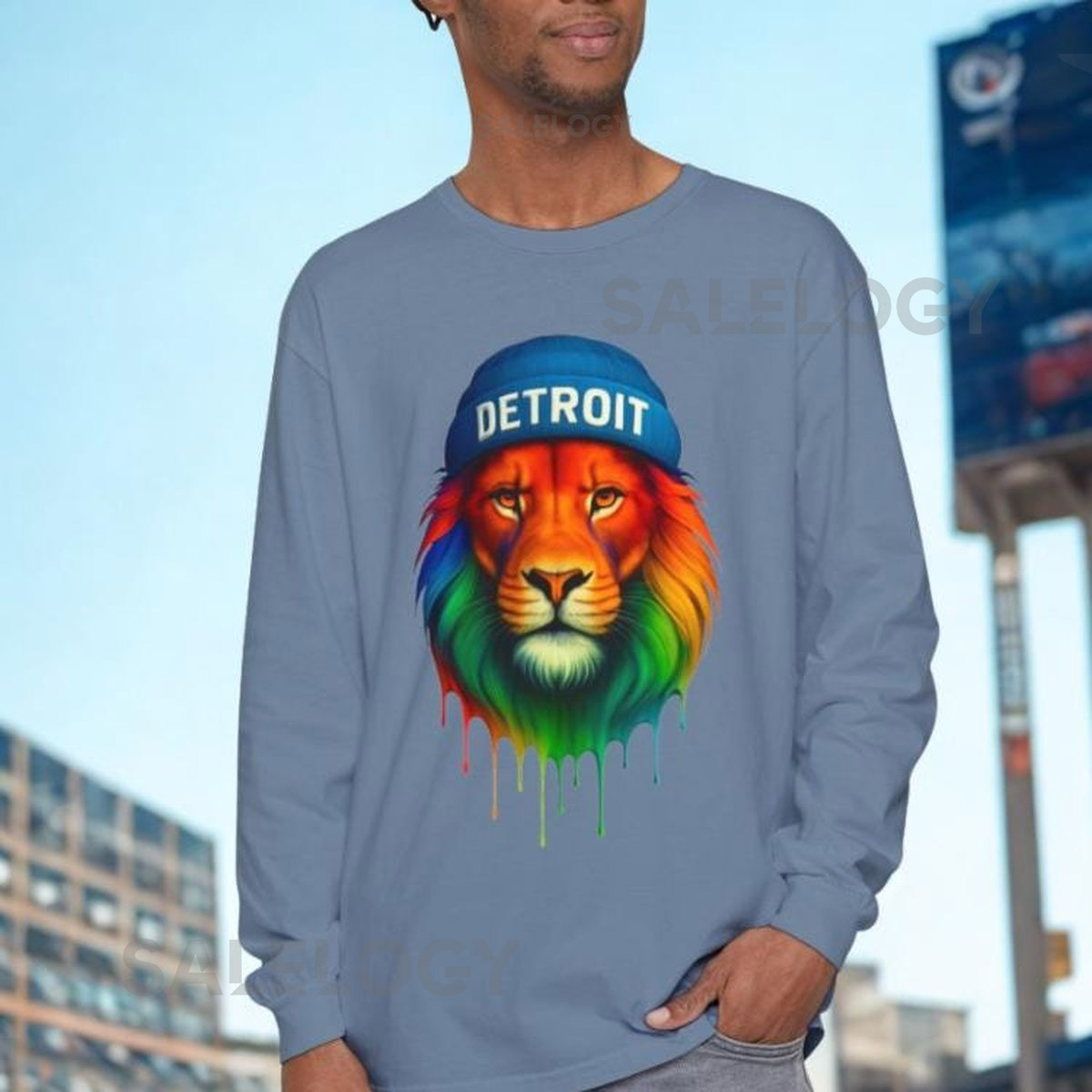 Detroit Lion Fan Shirt Comfort Colors Melted Paint Art Tee Pride Football Season Shirt_178
