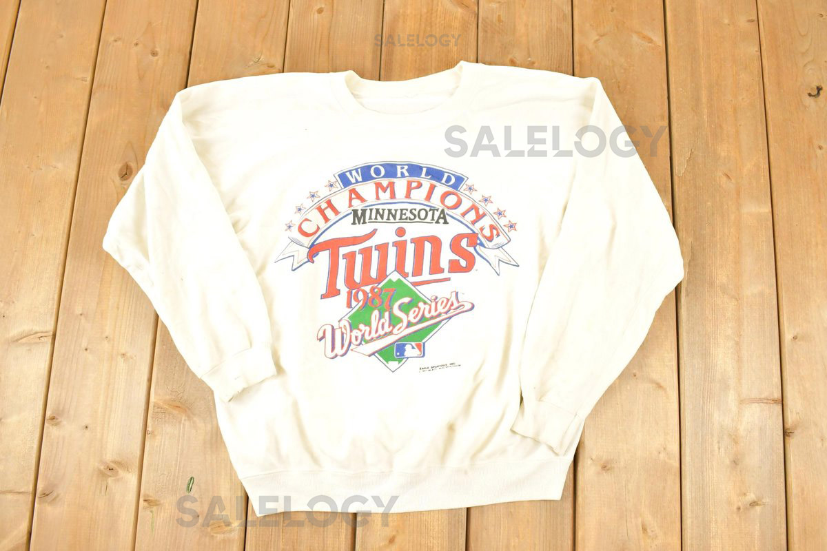 Vintage 1987 Minnesota Twins World Series MLB Crewneck Sweatshirt Men's M Made In USA Baseball Sweater Americana Sportswear_863