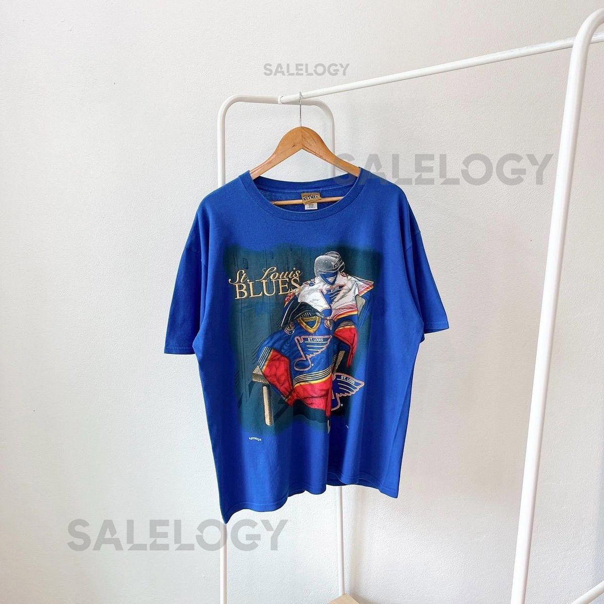 Vintage 1990s St. Louis Blues Hockey T Shirt Nutmeg Mills USA XL_672