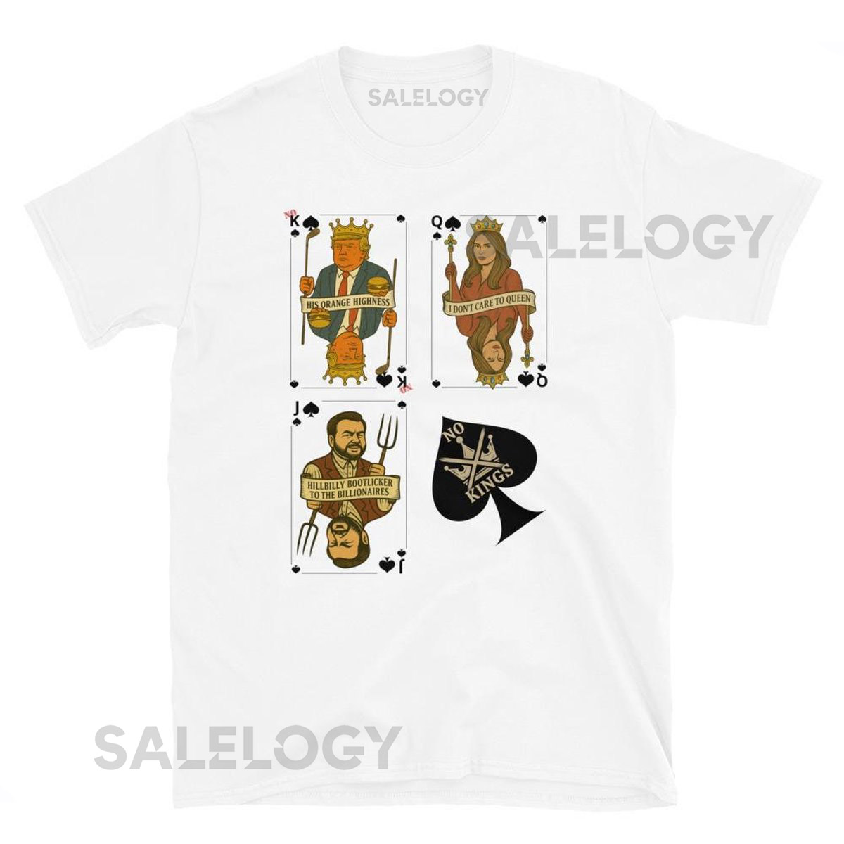 No Kings - Three Spades - Political Satire T-Shirt Anti-Trump Art Tee Poker Playing Card Design_338