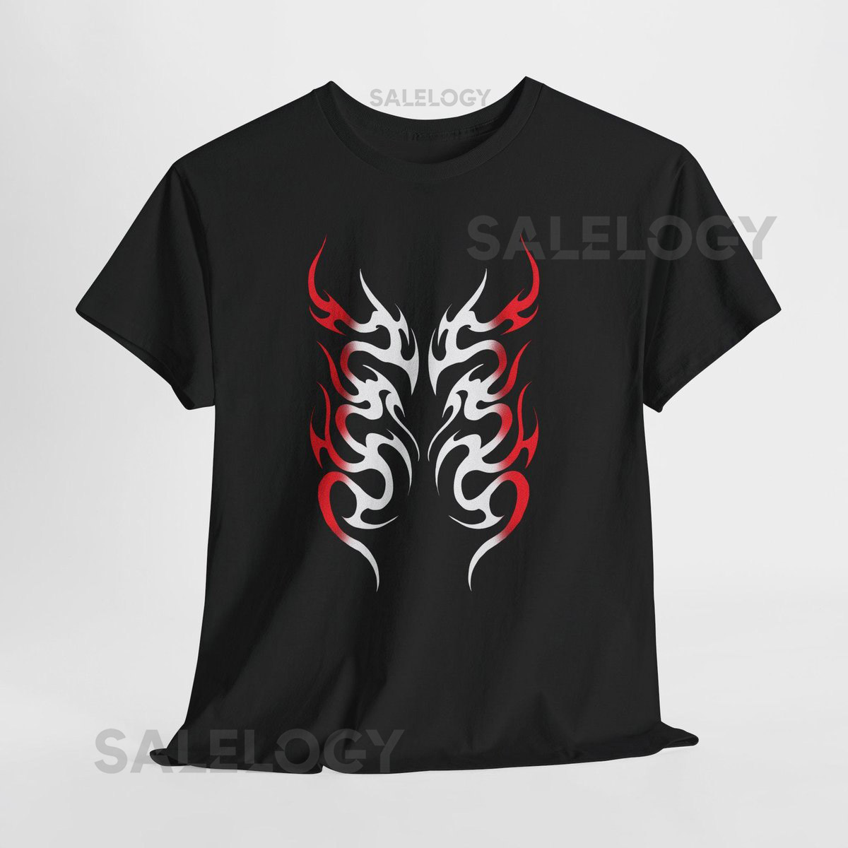 Tribal Flame Design Tee Red White Tribal Tattoo Shirt_404