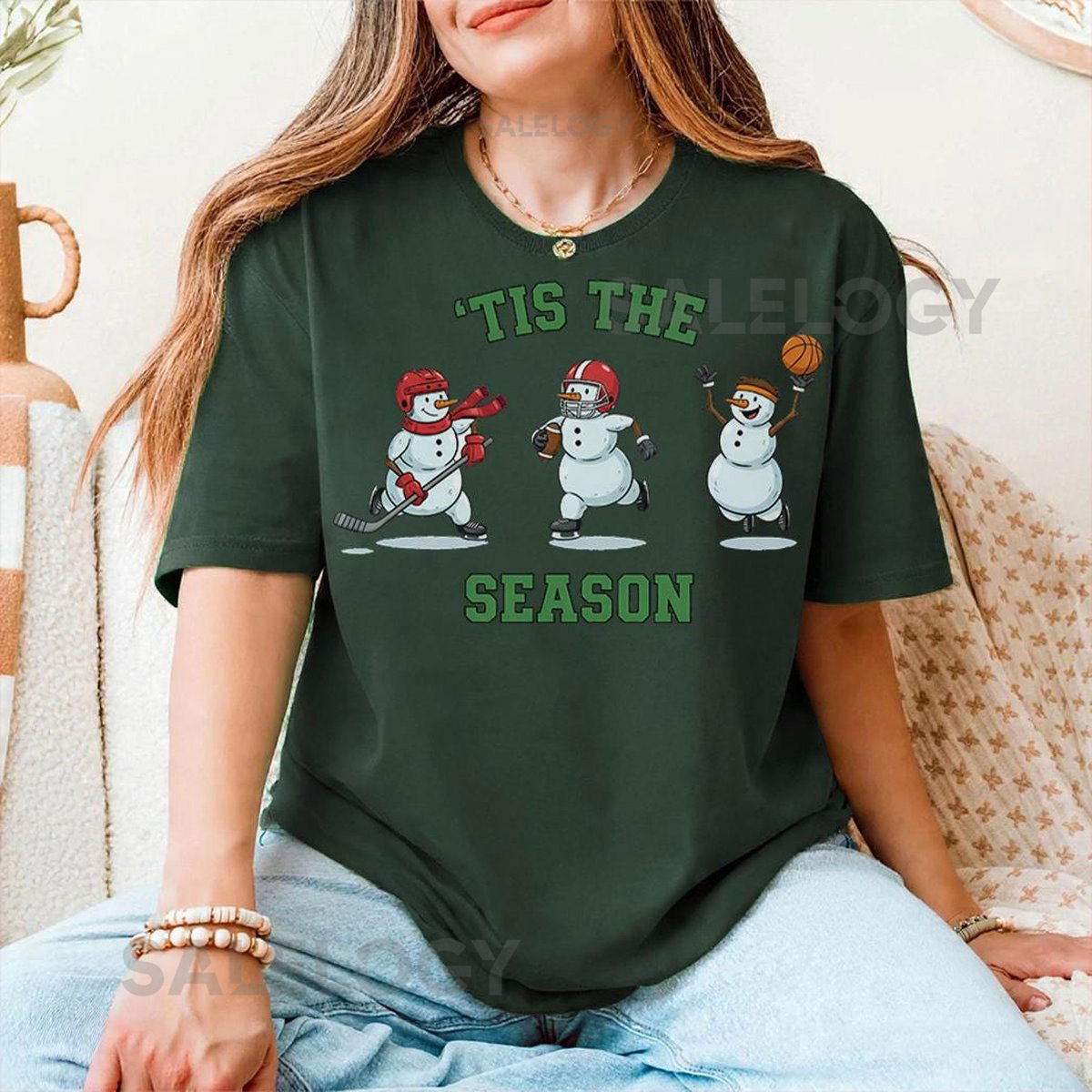 Tis The Snowman Season Unisex Tee Basketball Football Hockey Parody Shirt Holiday Gift Idea_582