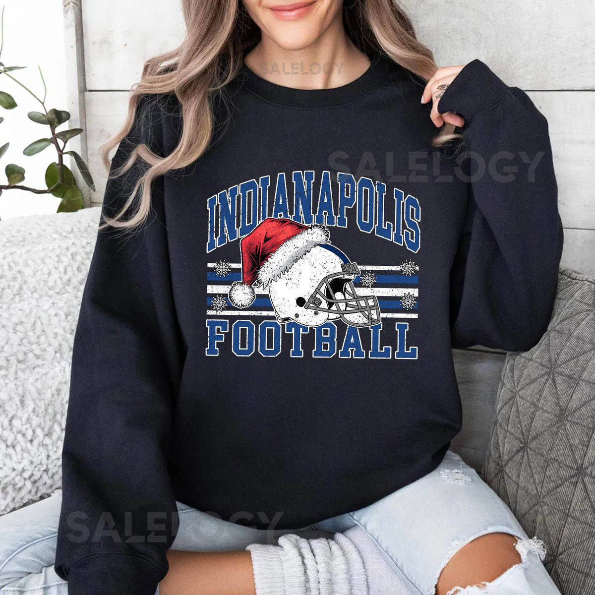 Indianapolis Football Christmas Sweatshirt Holiday Game Day Crewneck Xmas Fan T-Shirt _491