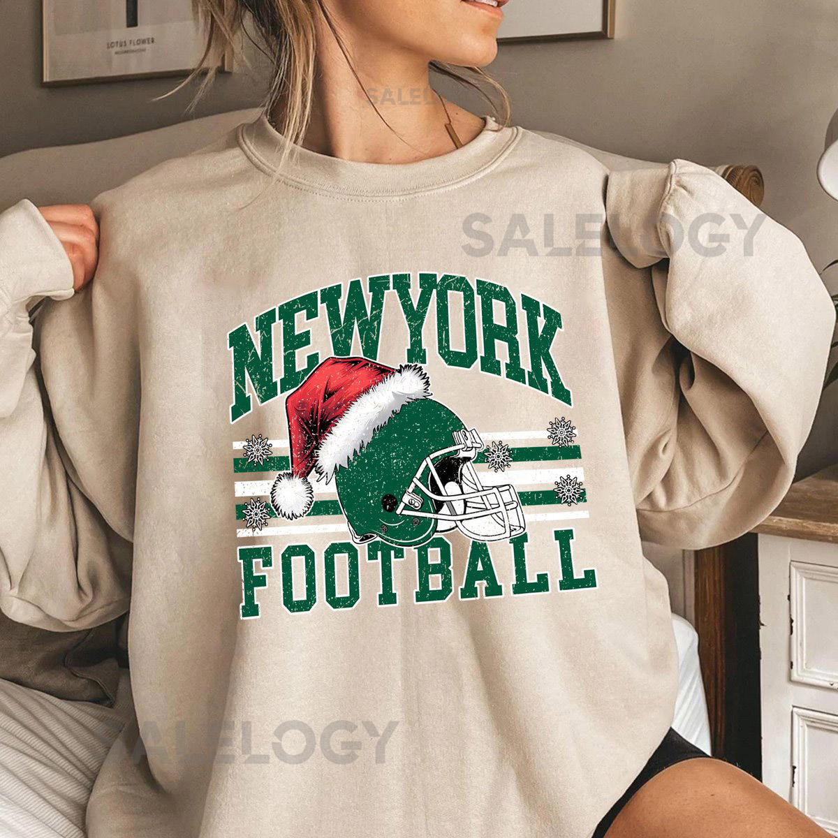 New York Football Christmas Sweatshirt Holiday Game Day Crewneck Xmas Fan Tee Hoodie_362