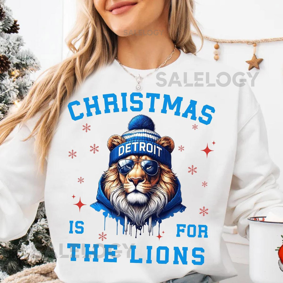 Detroit Football Mascot Christmas T-Shirt Vintage Detroit Football Sweatshirt Santa Sweatshirt Fan Holiday Tee Funny Christmas_119