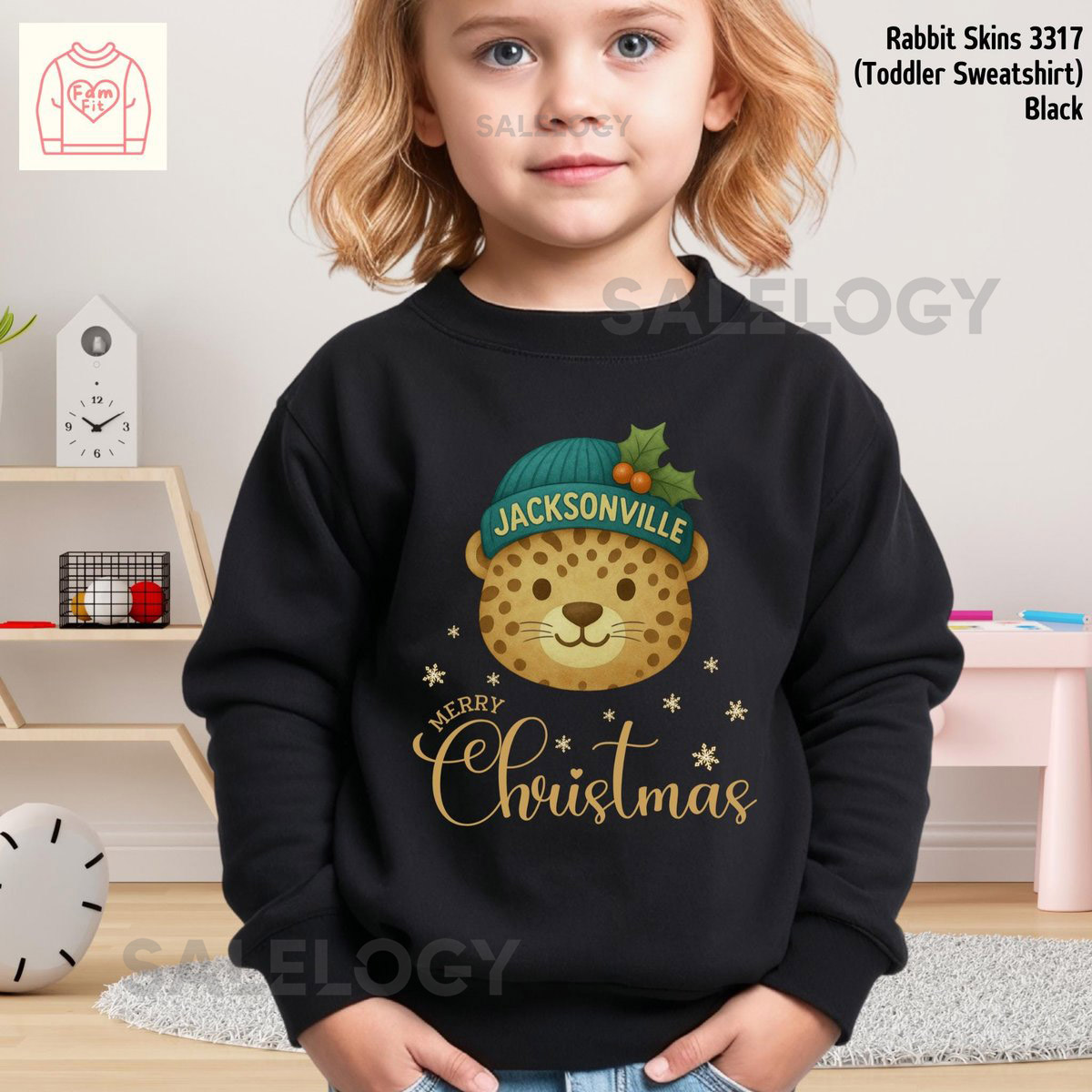 Jacksonville Jaguar Toddler Christmas Sweatshirt Gingerbread Jaguar Cookie Holiday Fan Gift for Kids FamfitC_640