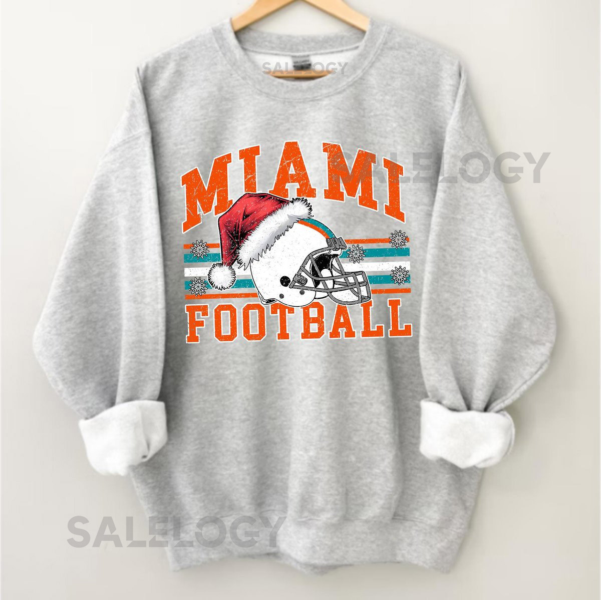 Miami Football Christmas Sweatshirt Santa Hat Football Tee_438