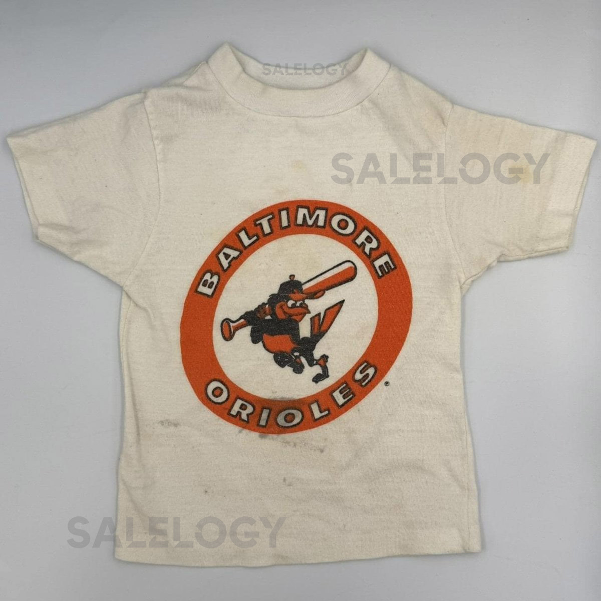 Vtg 70-80s Baltimore Orioles T-Shirt Youth XS MLB Cartoon Mascot STAINED_722