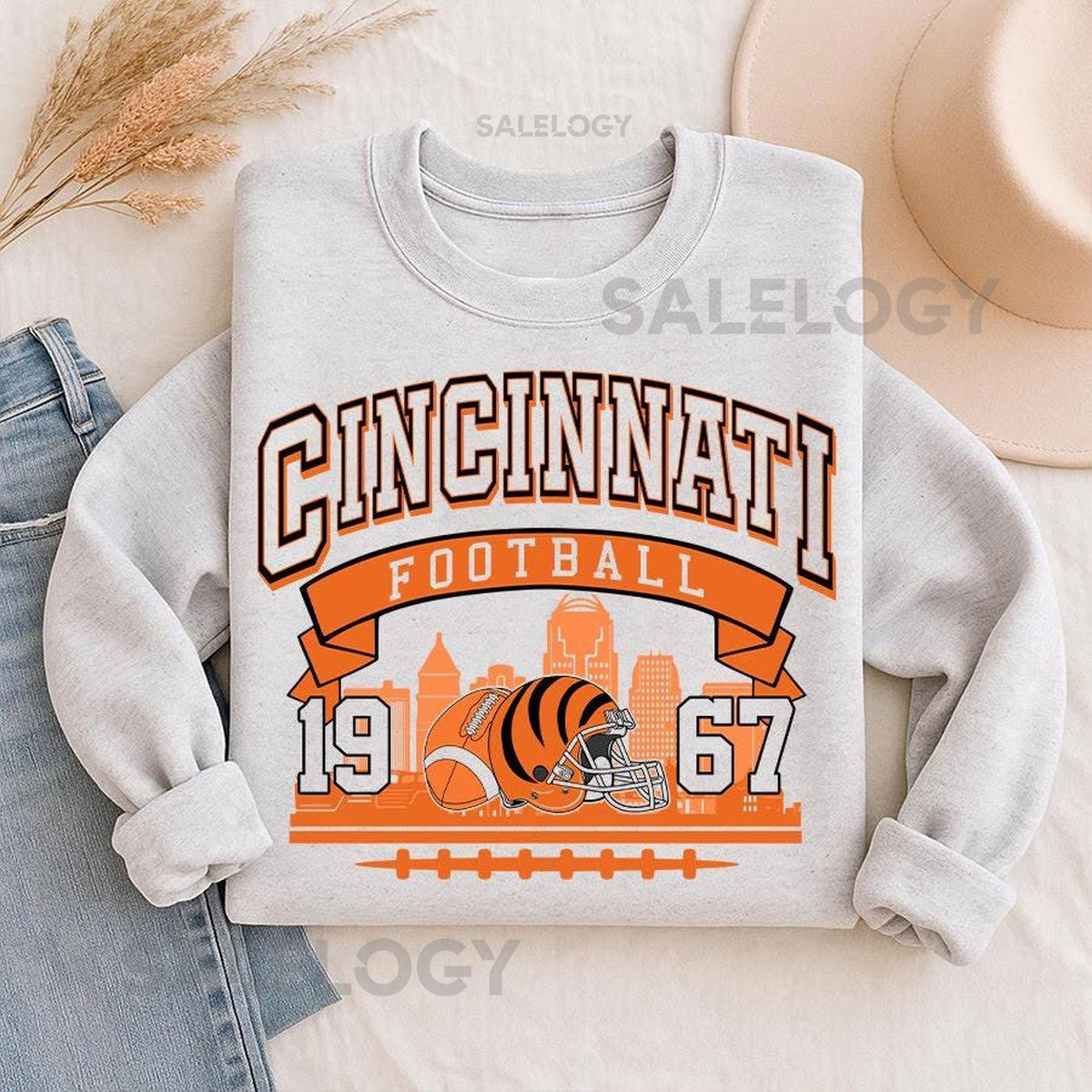 Vintage Cincinnati Football Sweatshirt Retro NFL Crewneck Unisex Game Day Pullover Bengal Team Fan Gift 1967 Established Shirt_1088