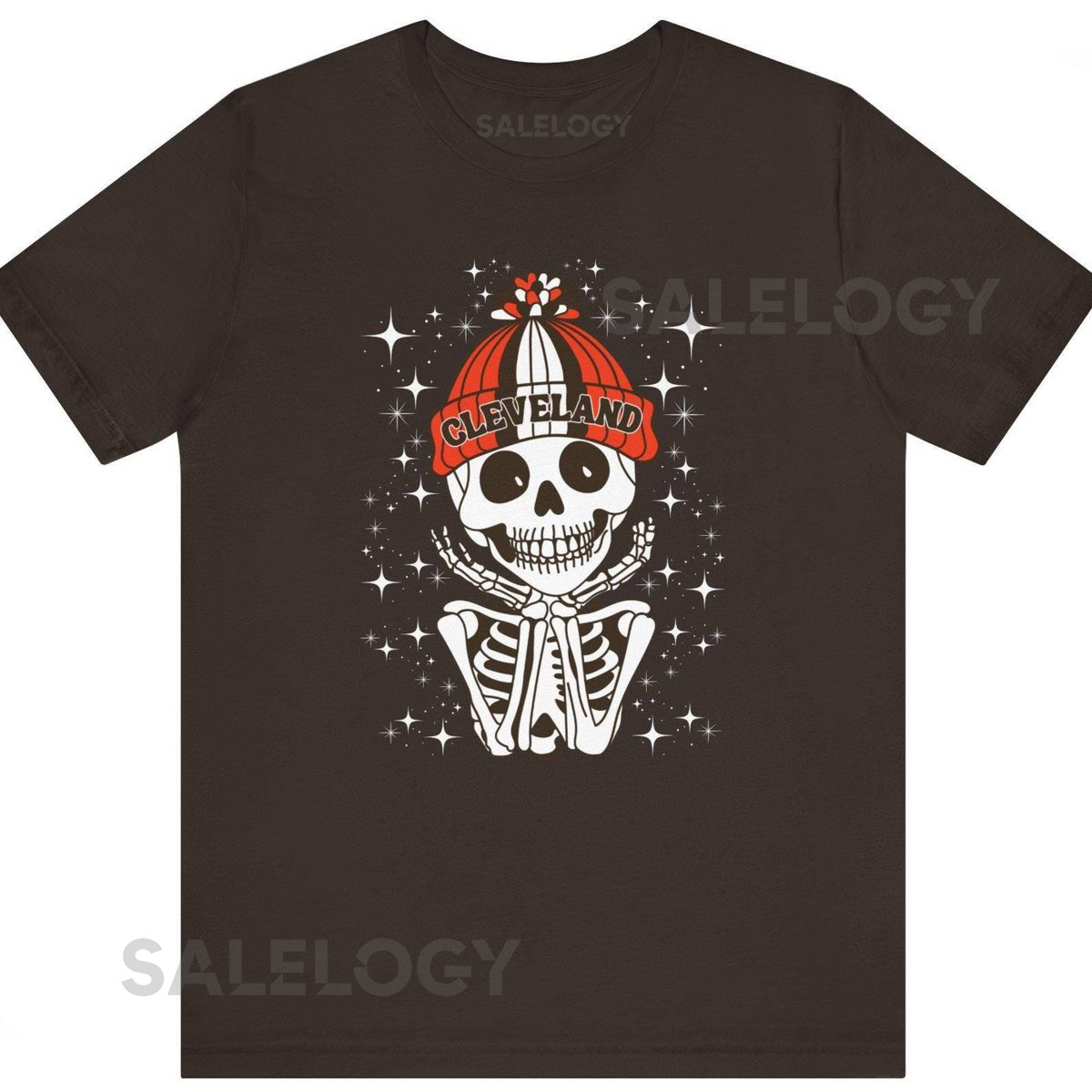 Cleveland Football Fan T-Shirt Skeleton Graphic Tee_292