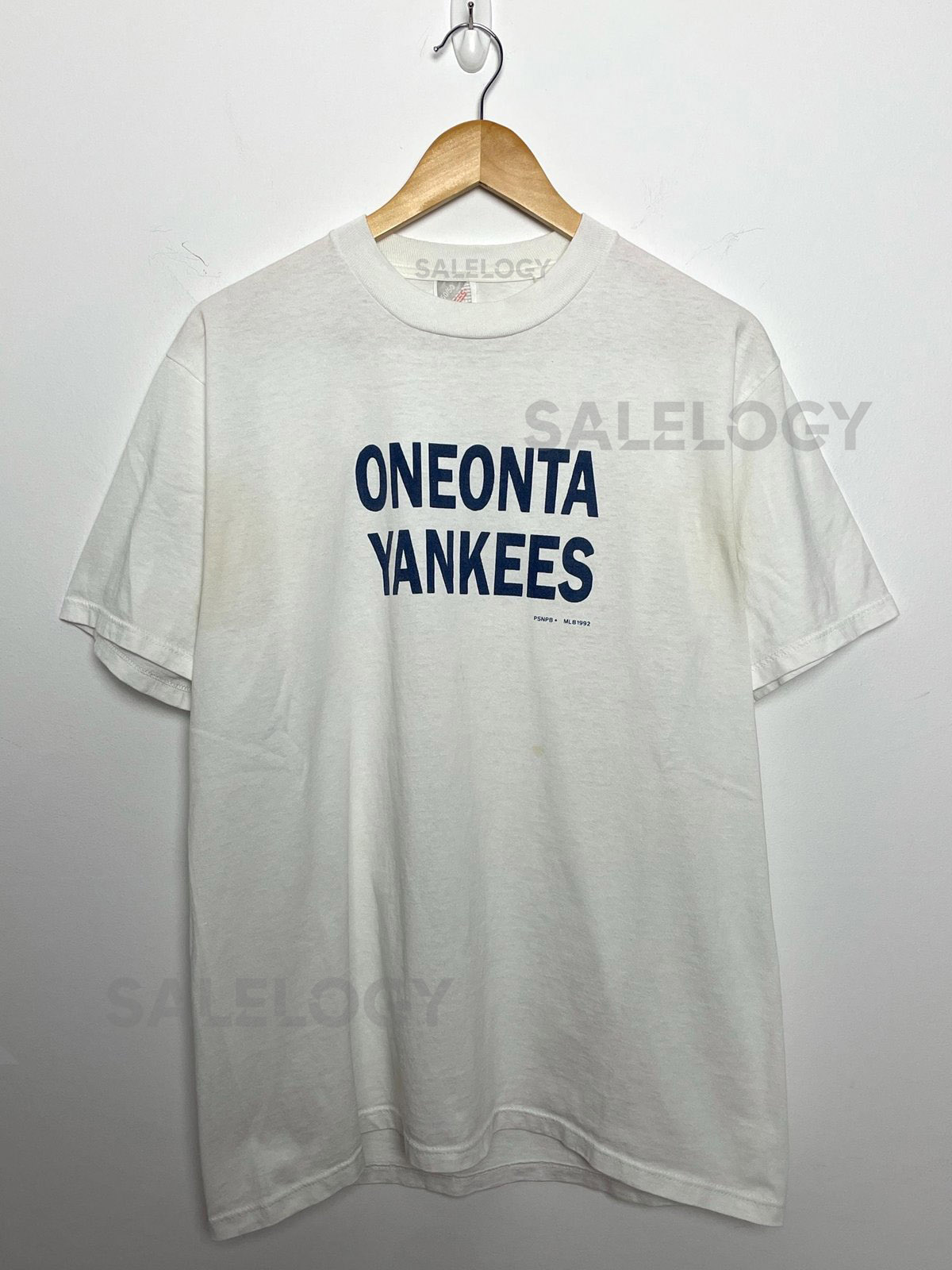 Vintage 1992 Oneonta New York Yankees Minor League Baseball Spell Out Graphic Tee Shirt size adult Large_395