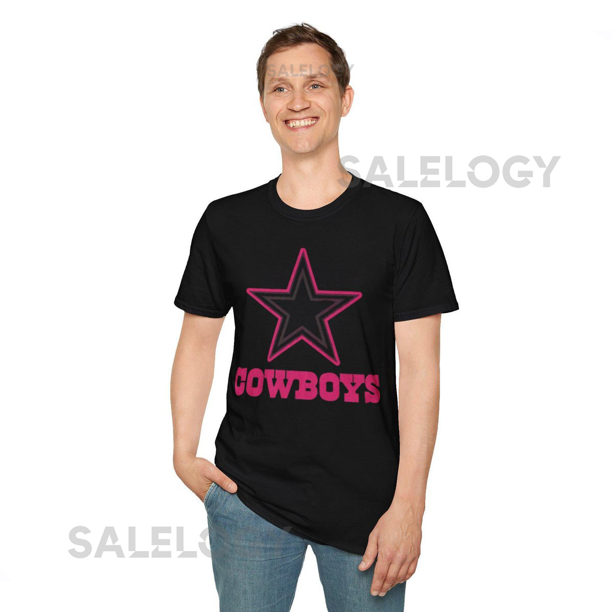 Pink Star Dallas Cowboys T-Shirt Retro Athletic Lettering_428