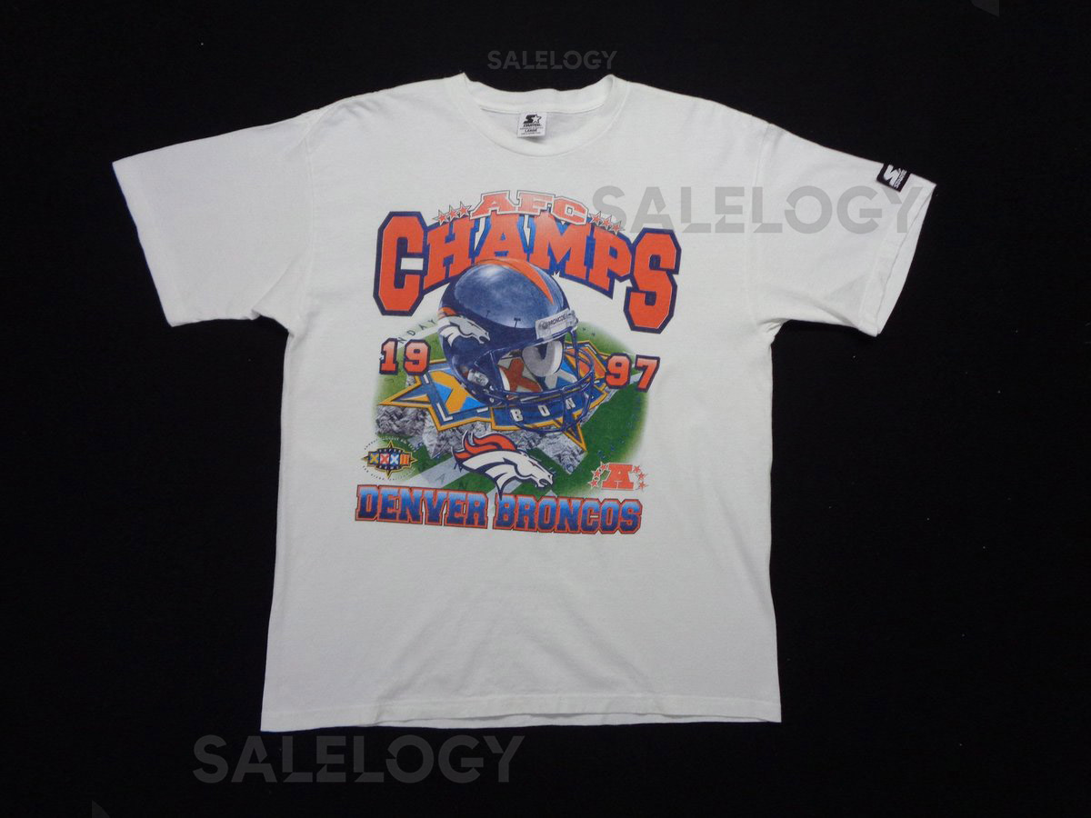 Denver Broncos Shirt Vintage Denver Broncos T Shirt 90s Denver Broncos 1997 AFC Champs Super Starter USA Tee T Shirt Size L_314