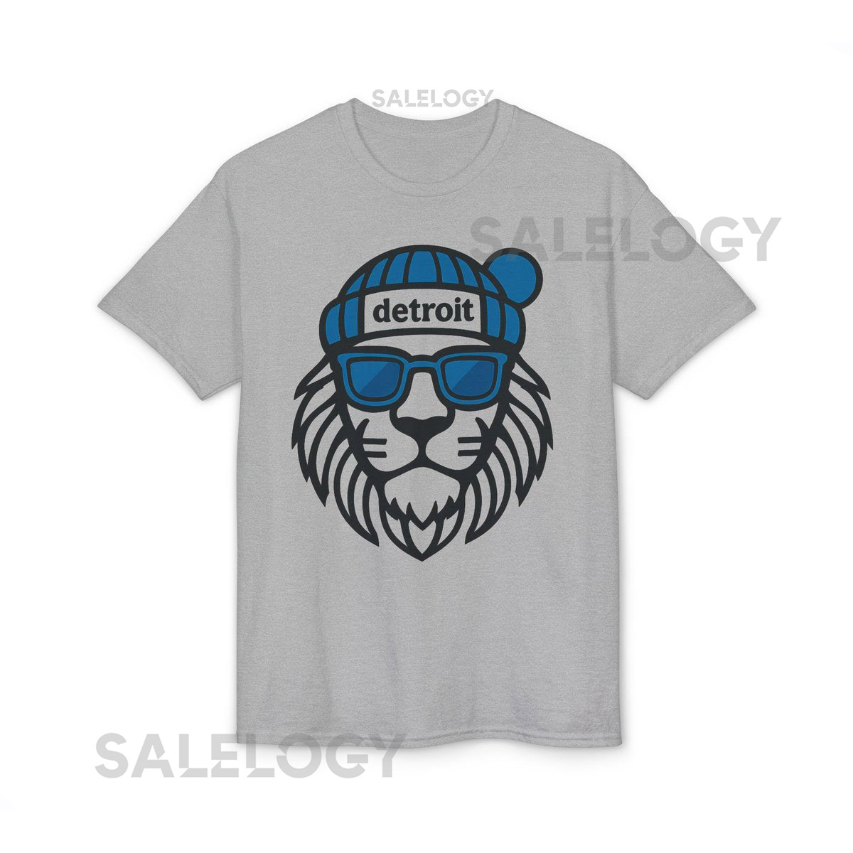 Detroit Lion Head With Beanie Sunglasses T-Shirt_185