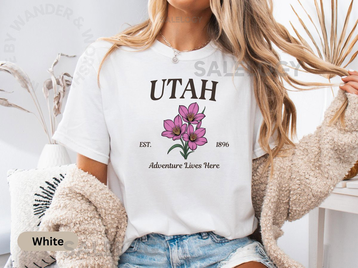 Utah Sego Lily T Shirt Vintage State Flower Comfort Colors Tee Soft Nature Travel Top Scenic Road Trip Shirt USA Explorer Gift_636