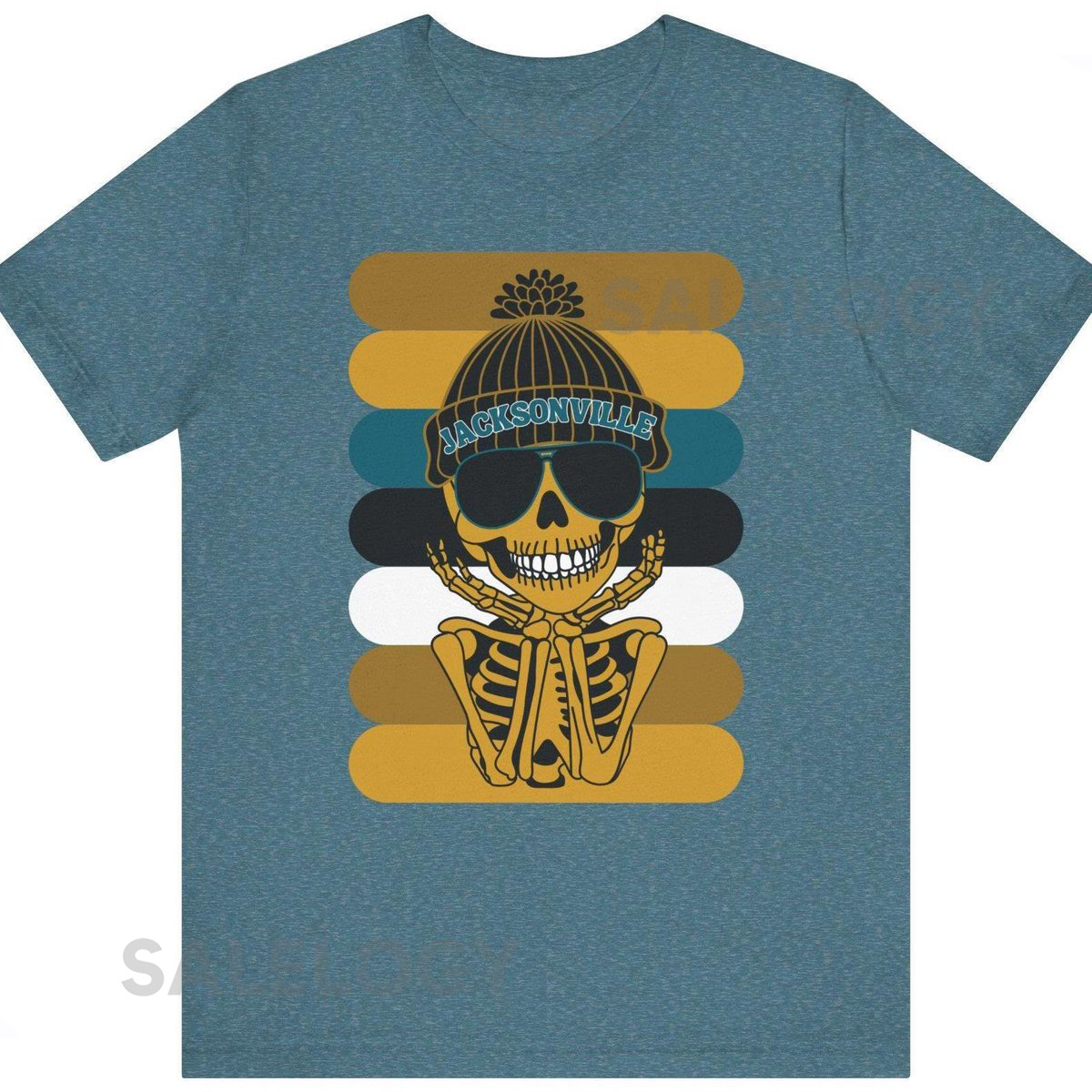 Jacksonville T-Shirt Trendy Football Fan Skeleton Graph_692