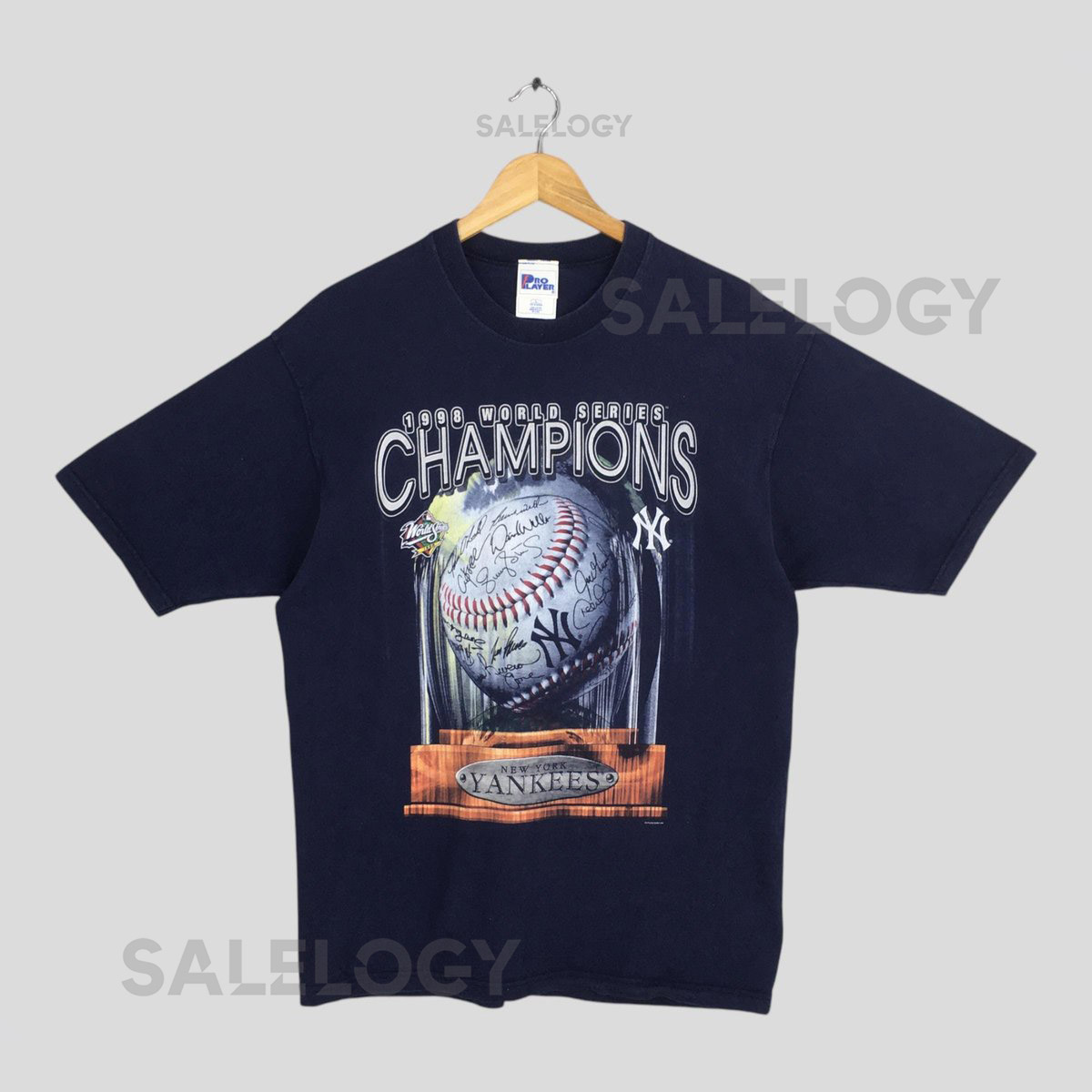 Vintage 90s New York Yankees MLB Blue T shirt Large New York Yankees Baseball Team Jersey Yankees World Series Champions Pro Player Tees L_437