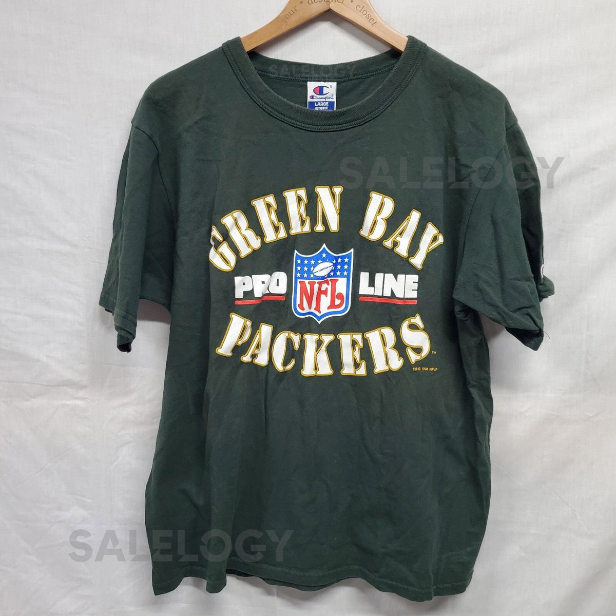 Vtg Champion Green Bay Packers Tee Shirt Men's Size L 1994 Short sleeve_757