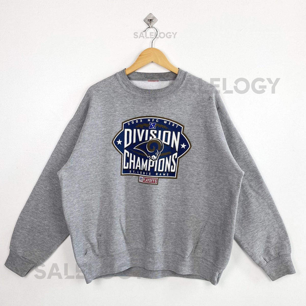Vintage Los Angeles Rams Crewneck Sweatshirt - NFL - Print Logo - Grey Color - Mens XL_144