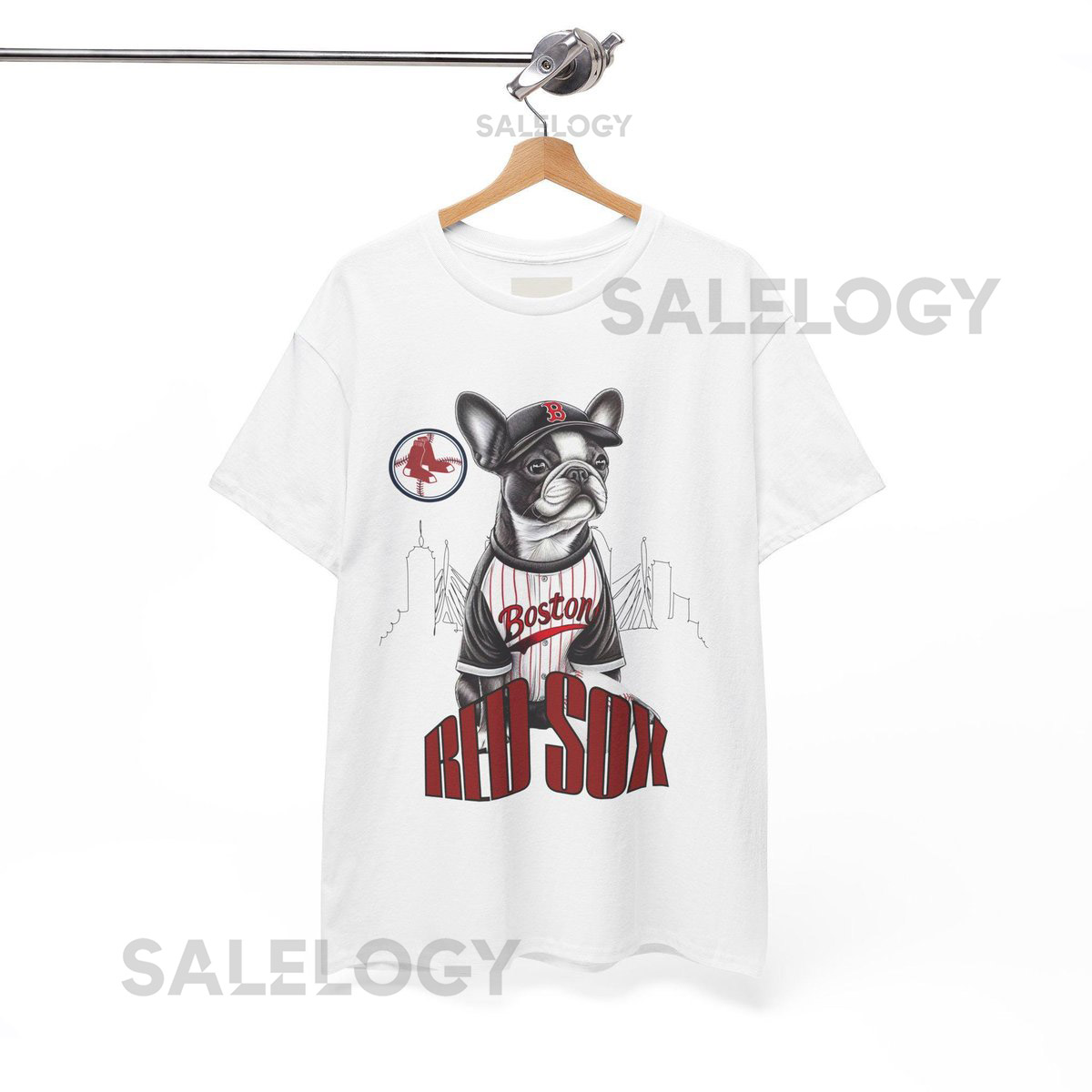 Boston Red Sox Baseball Boston Terrier Graphic Tee_194