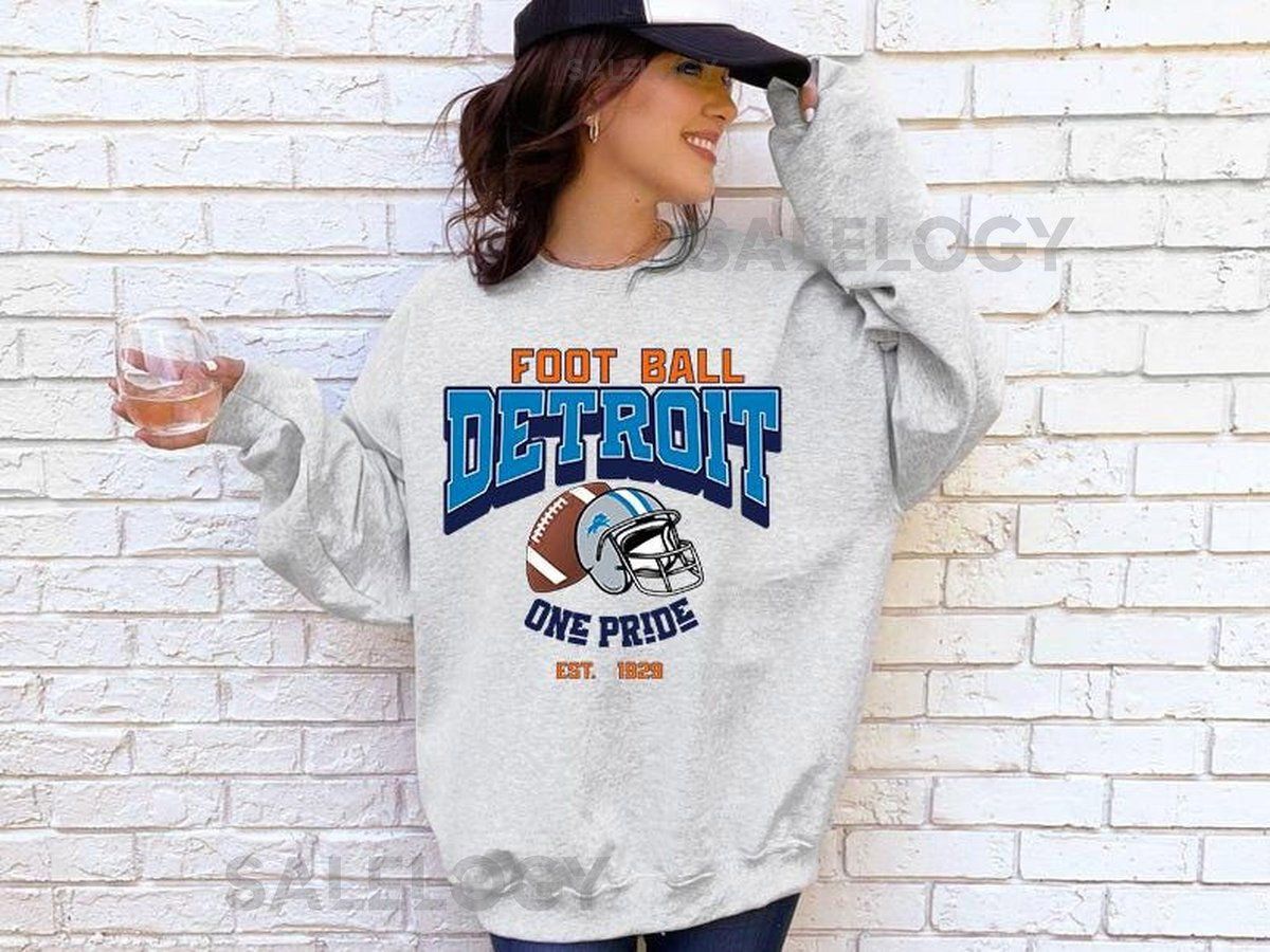 Detroit Football Sweatshirt Detroit Lions Shirt Retro Style 90s Vintage Unisex Crewneck Graphic Tee Gift For Football Fan Sport_146