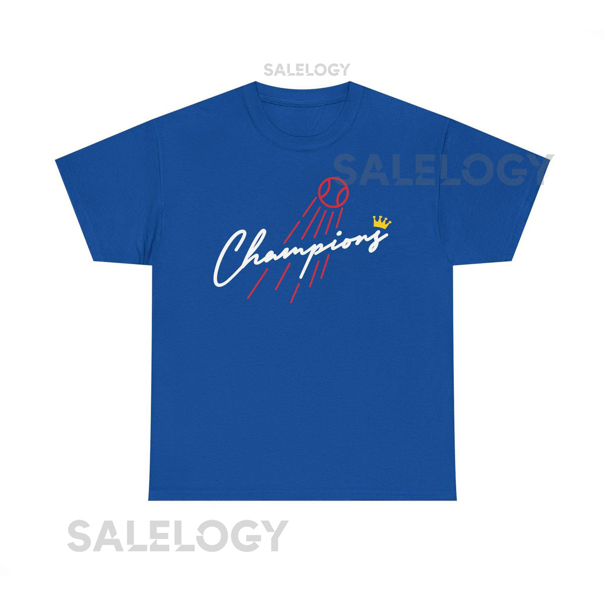 Dodgers World Series Champions Shirt Royal Blue Baseball Tee LA Victory Script Crown Design Retro Fan T-Shirt Gift for Dodgers Fans_123