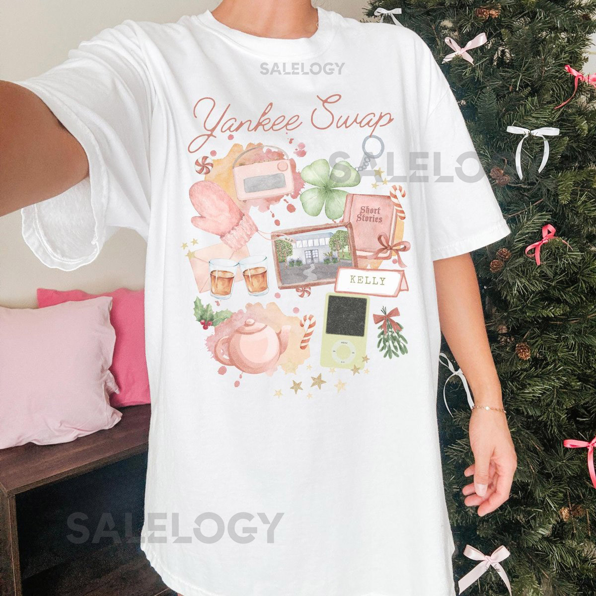 YANKEE SWAP CHRISTMAS Tee Comfort Colors Holiday T-Shirt Dunder Mifflin Shirt The Office Christmas Party Michael Scott White Elephant_620