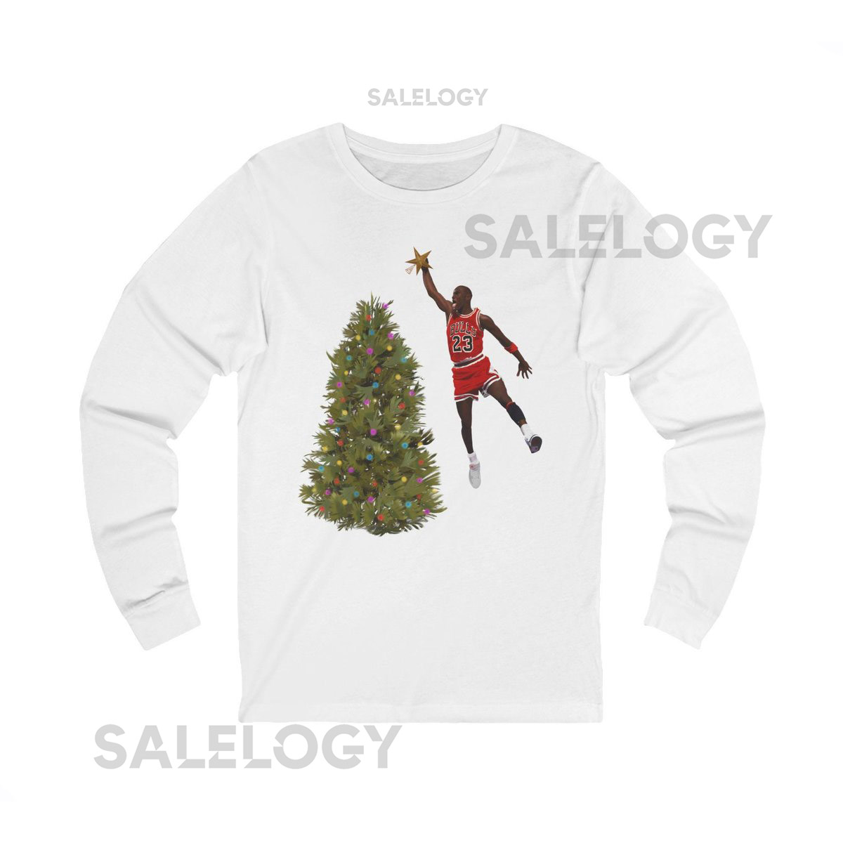 Michael Jordan Christmas Tree Long Sleeve Tee_628