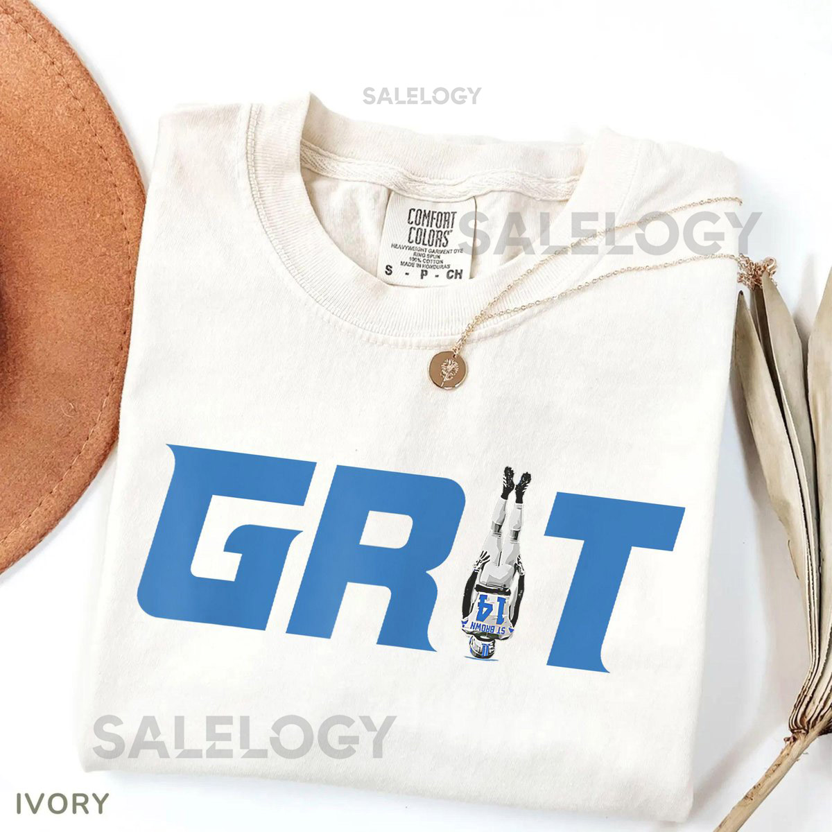 GRIT T-Shirt Lions Football GRIT Amon-Ra St. Brown Shirt Detroit Football Shirt Funny Football Top Motor City Sports Fan Gift for Fans_302