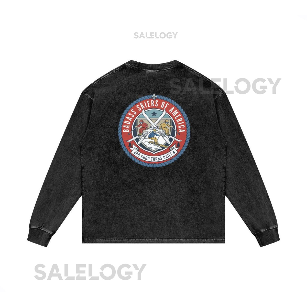 Badass Skiers of America Acid Wash Oversize heavyweight Long Sleeve T Shirt unisex_38