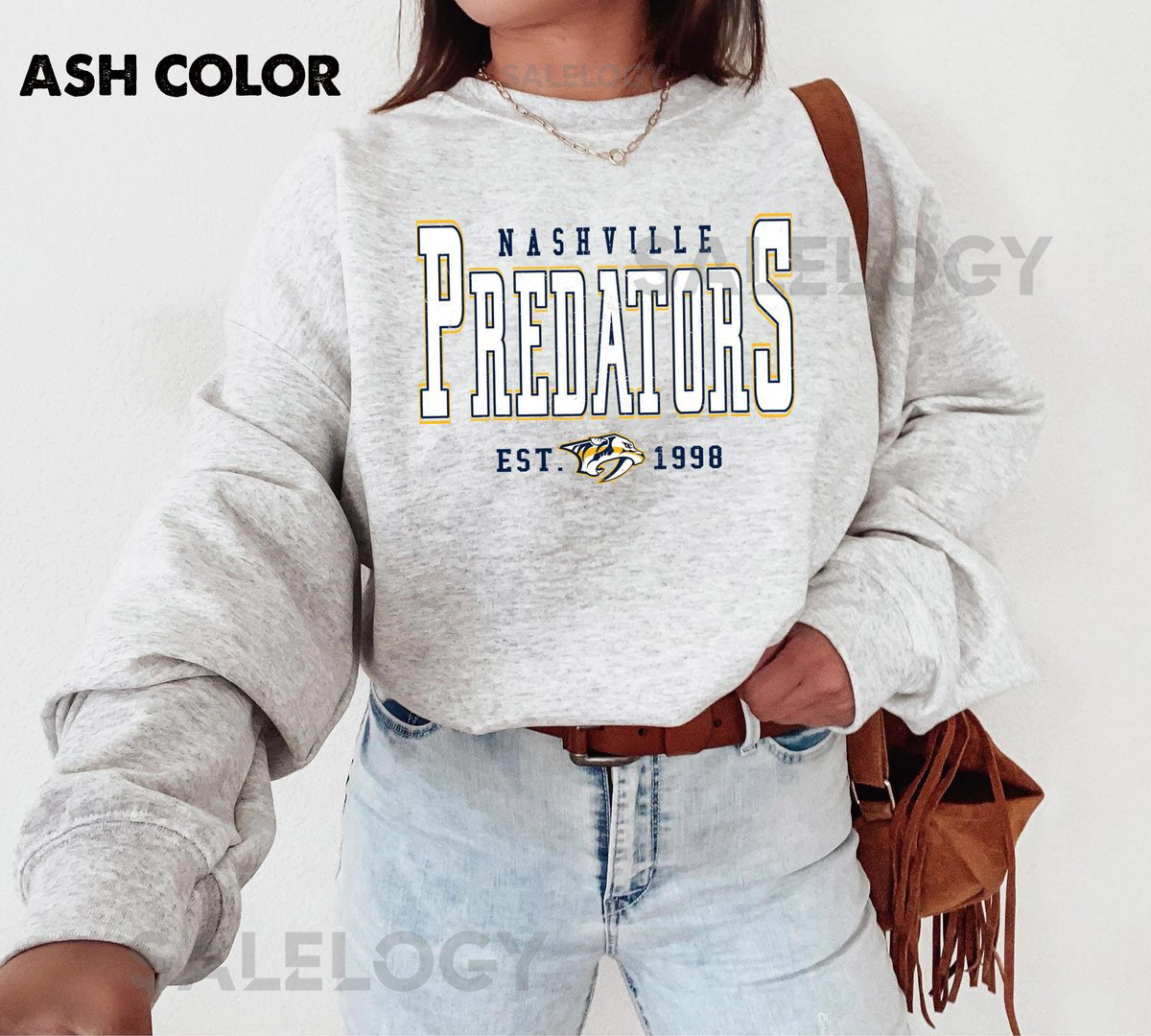 Vintage Nashville Hockey Sweatshirt Retro Predator Cat Crewneck Unisex City Sport Pullover Gift_734