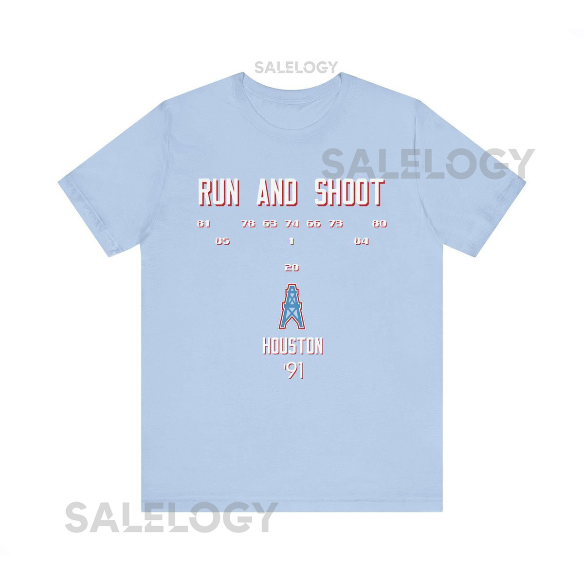 Run and Shoot Houston Oilers '91 Starting Player Numbers Tee Sports Fan Gift Game Day Shirt Vintage Football_371