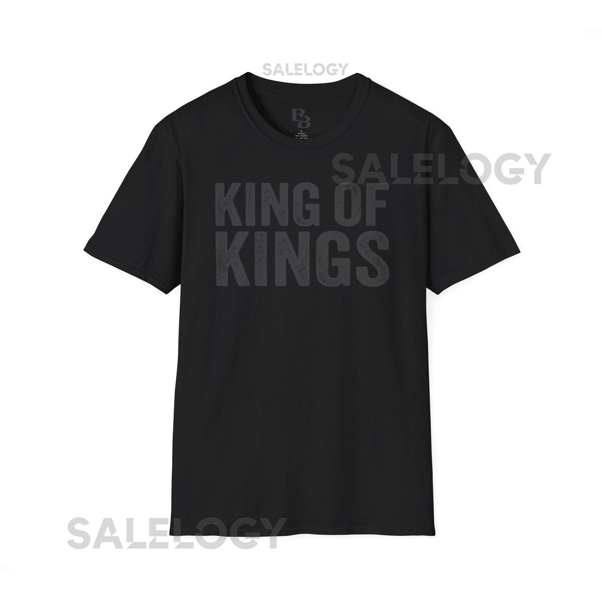 King of Kings T-Shirt Religious Scripture Typography Black Crew Tee_226