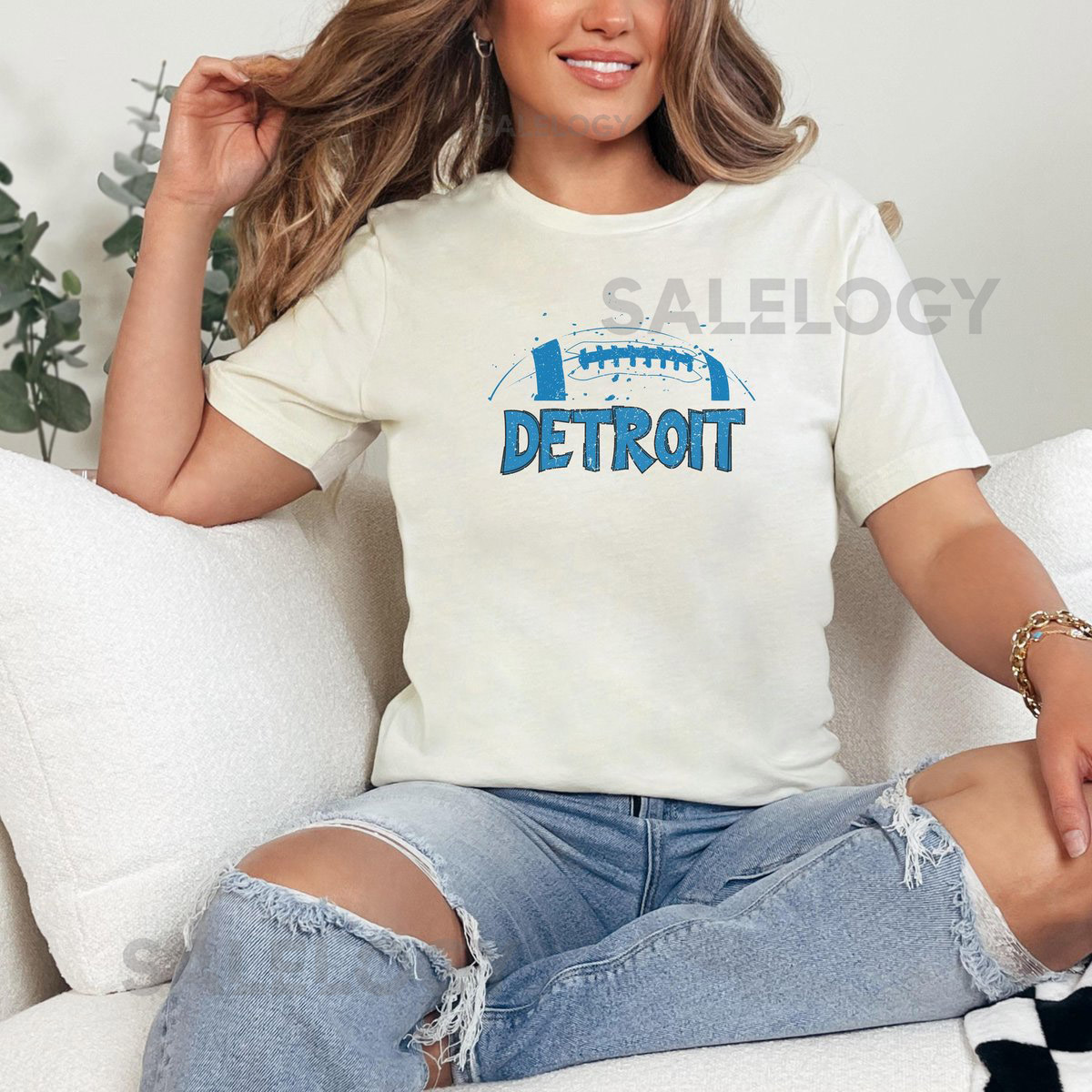 Detroit Football Honolulu Blue Tee Shirt Gift For Her American Football Fan T-Shirt Birthday Present_154