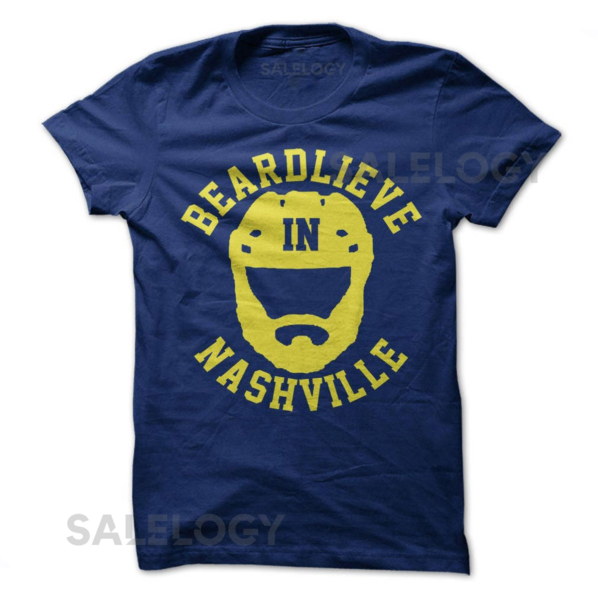 Beardlieve in Nashville T Shirt Design   Navy Shirt with Gold Print_41