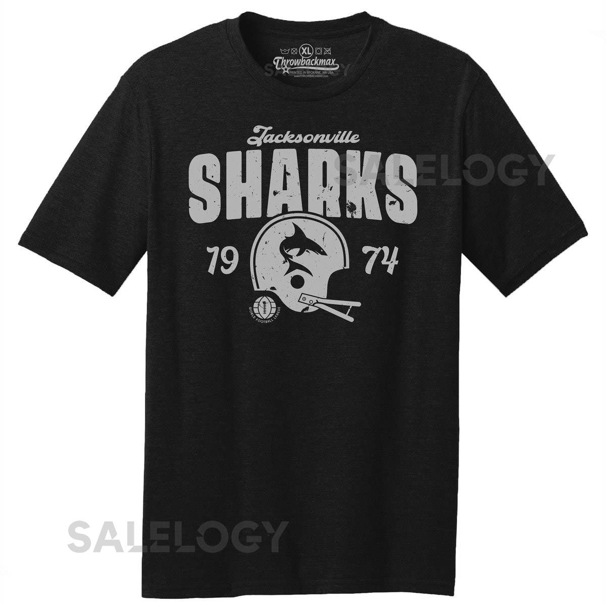 Jacksonville Sharks 1974 Tee WFL Football Tri-Blen_680