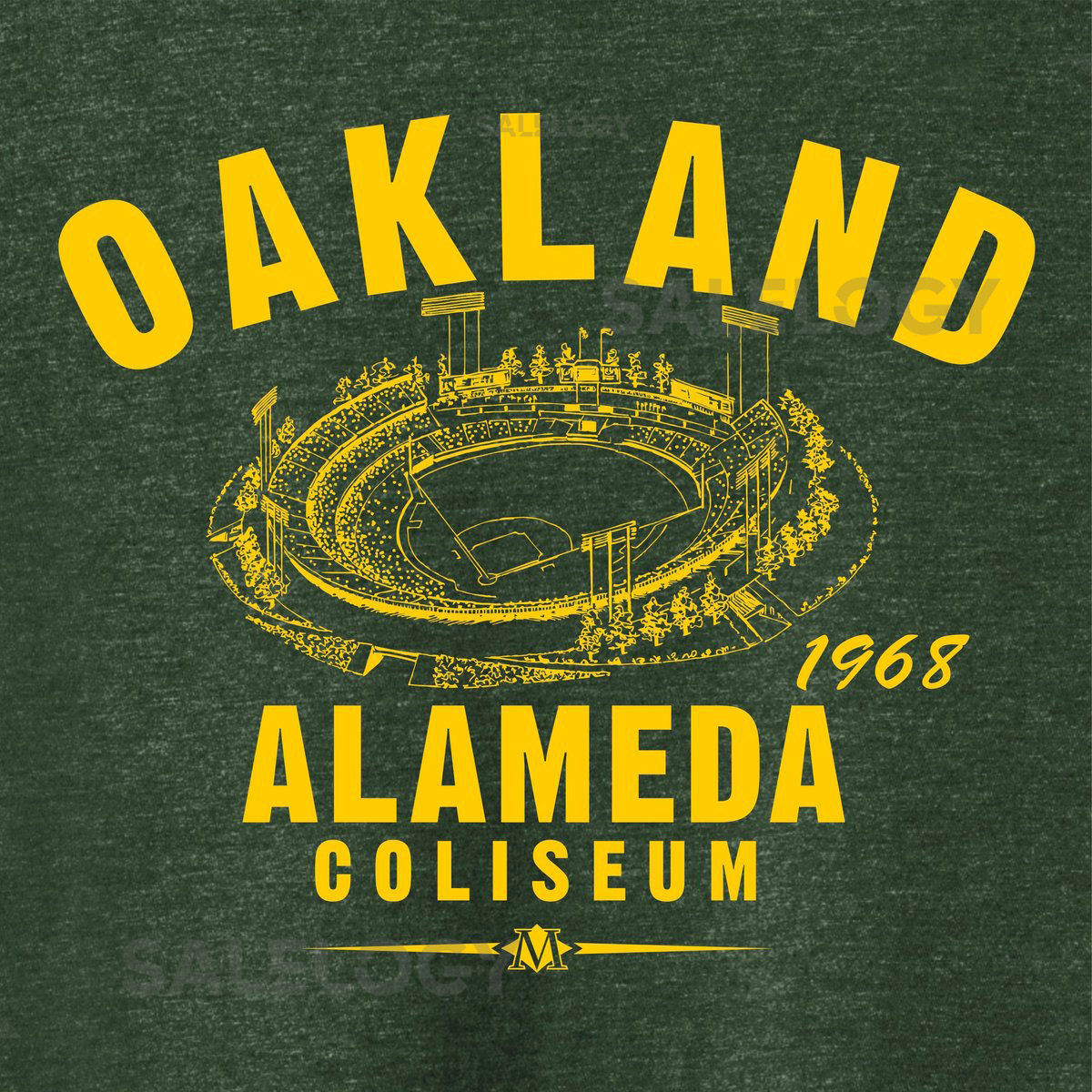 Oakland A's 1968 Baseball Stadium Tri-Blend Tee - Green Heather_56