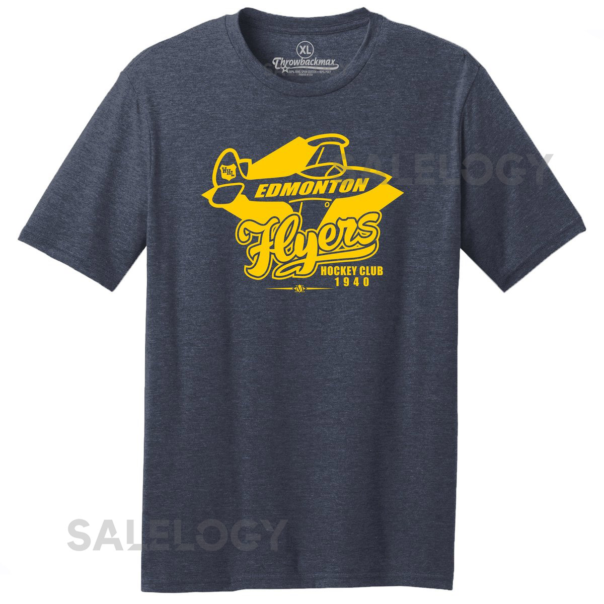 Edmonton Flyers 1940 Hockey Tee Navy Heather Tri-Blend_131