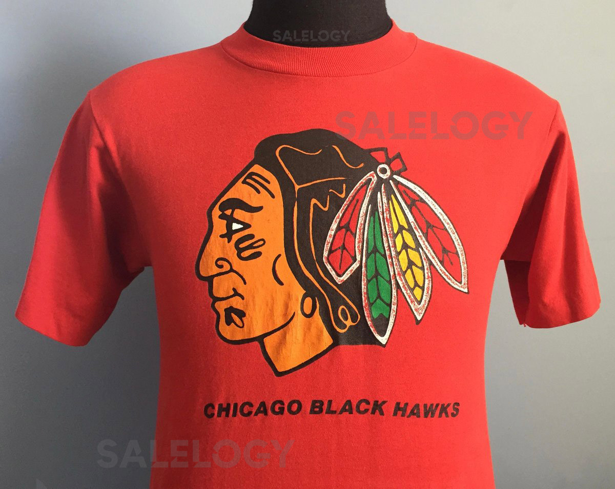 80s Vintage Chicago Black Hawks Blackhawks nhl hockey T-Shirt - SMALL_7