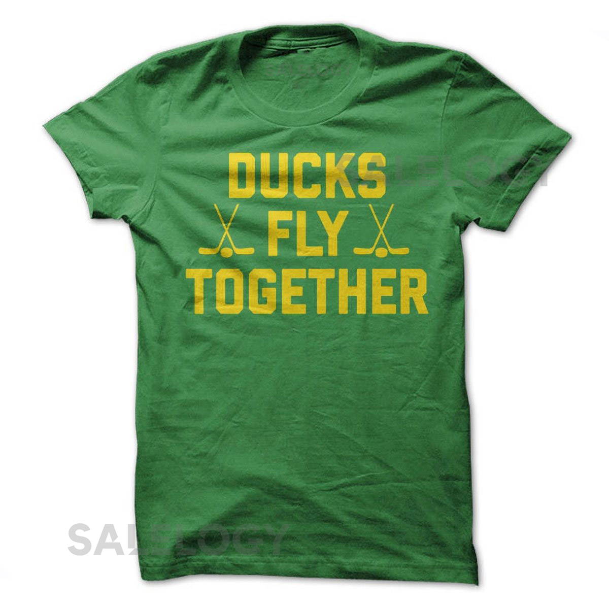 Ducks Fly Together T Shirt Design Green T shirt with Gold Print_151