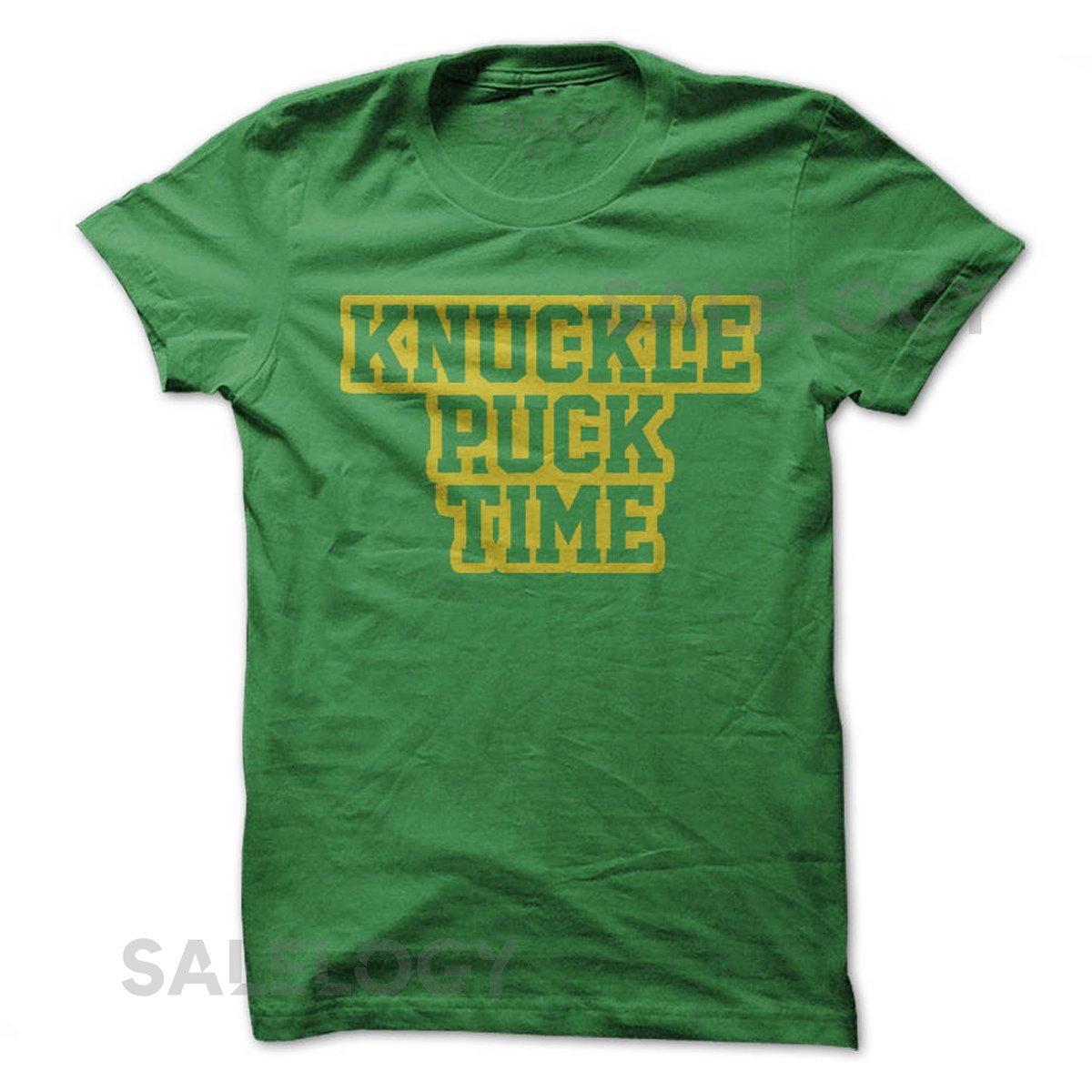 Knuckle Puck Time T Shirt Design Green T shirt with Gold Print_250