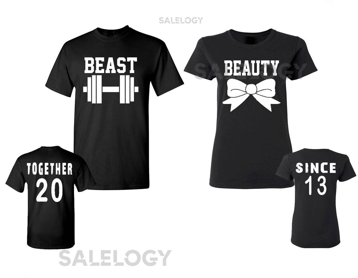Beast Beauty Unisex Couple Matching T-shirt Couple Valentines Day Together Since Back Side Soft and Comfortable Matching T-shirt_73